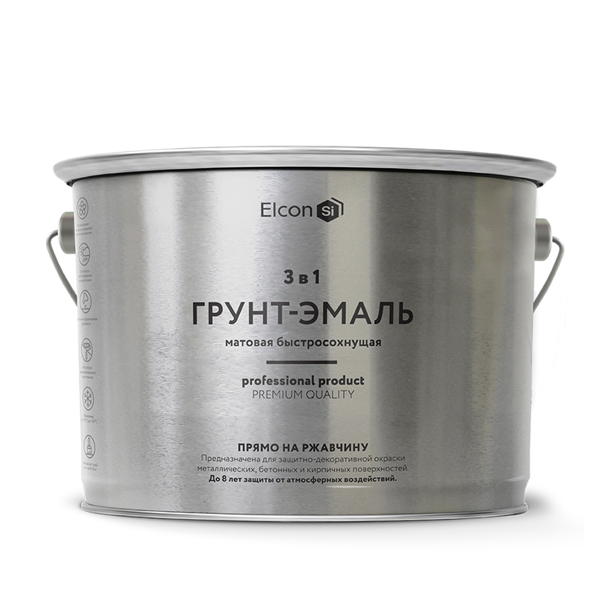 Изображение товара Грунт-эмаль по ржавчине 3 в 1 Elcon матовая графит 2 кг