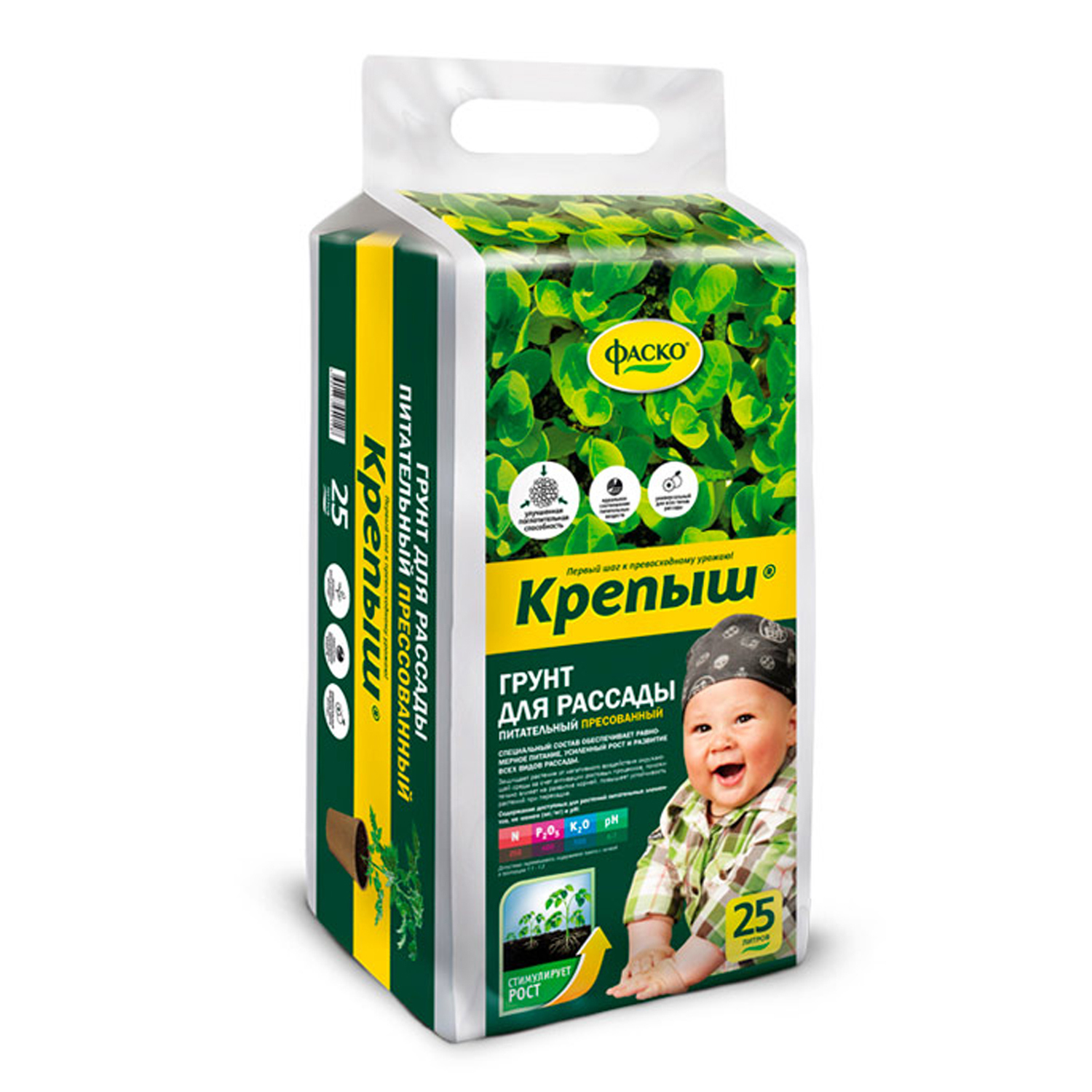 Изображение товара Грунт для рассады Фаско Крепыш прессованный 25 л