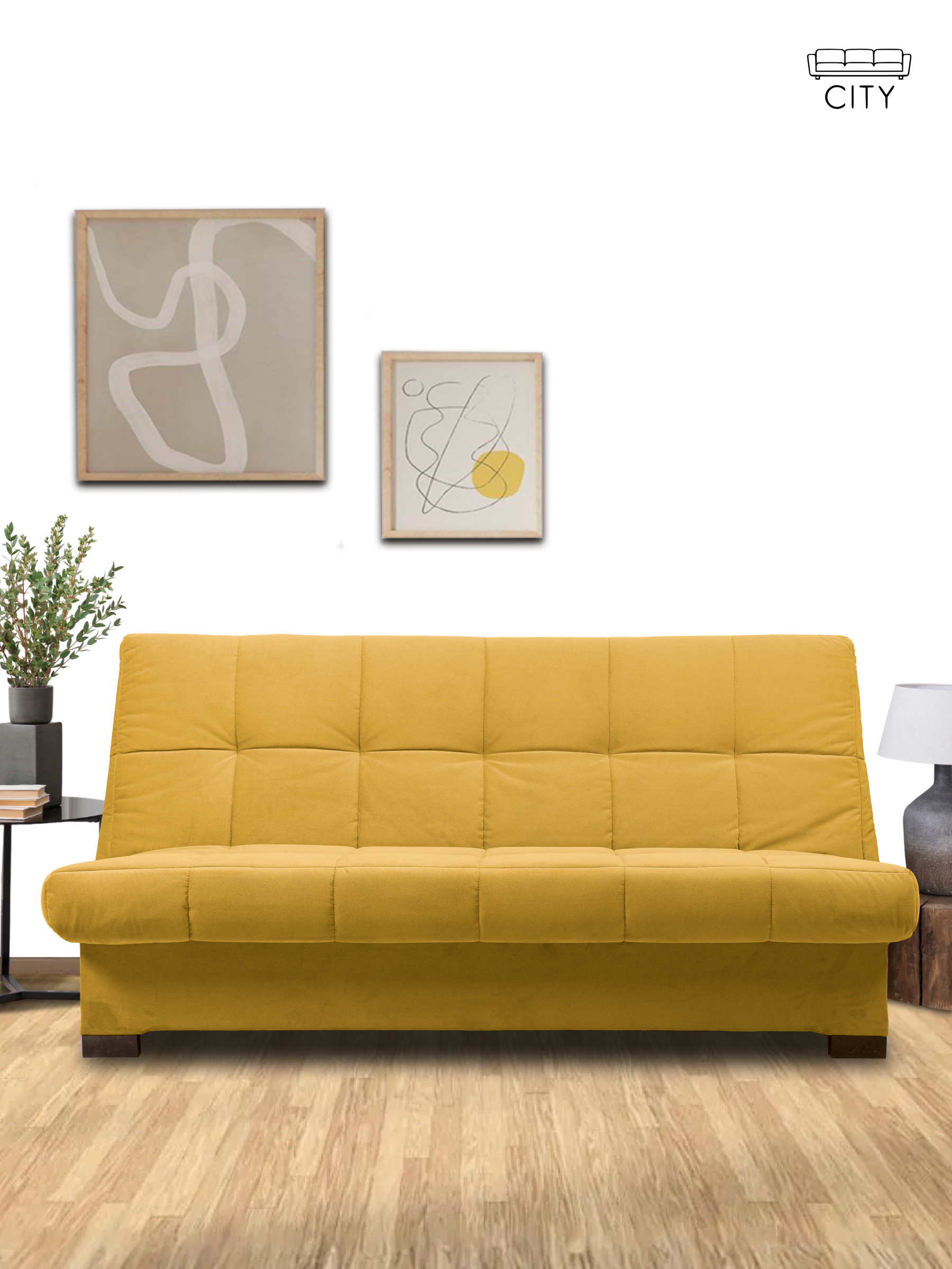 Изображение товара Раскладной диван Cityhd 186x95 см велюр горчичный