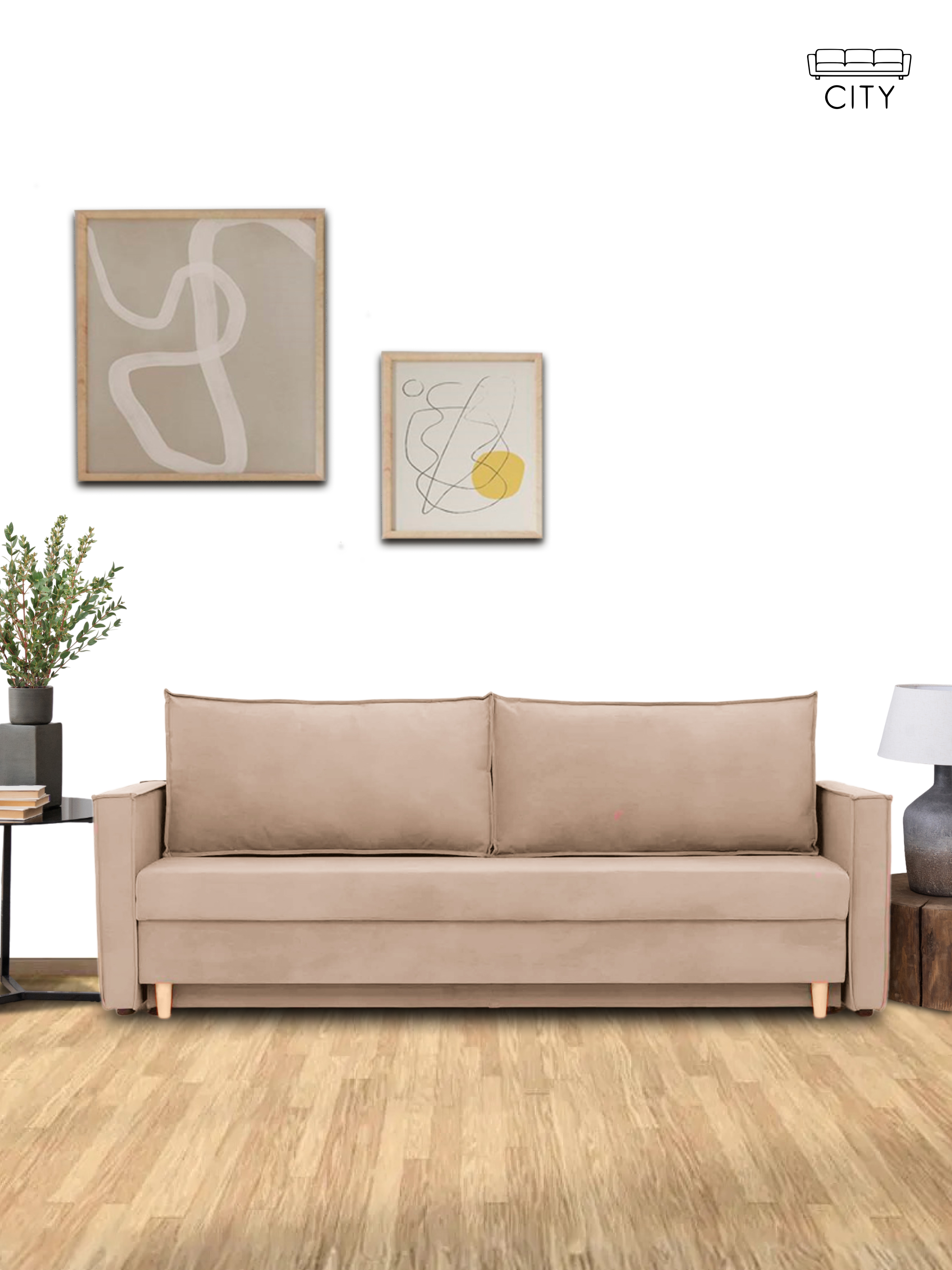 Изображение товара Раскладной диван Cityhd Виго Лайт с механизмом еврокнижка велюр бежевый