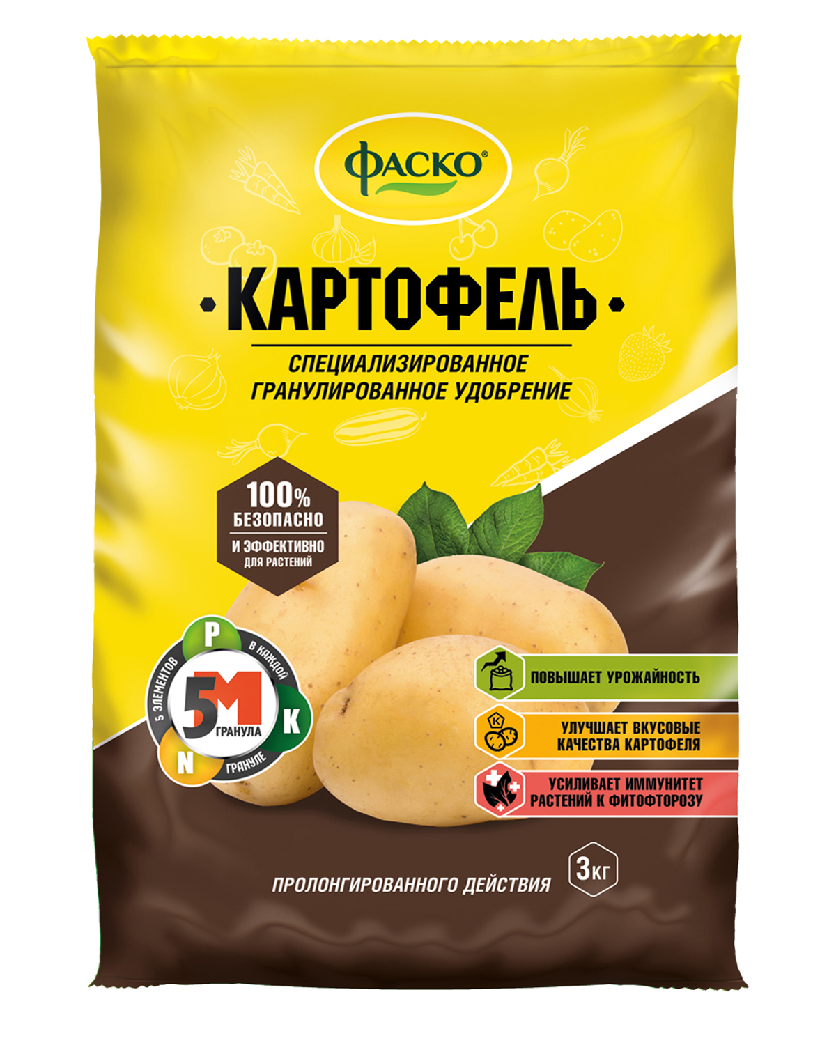Изображение товара Удобрение Фаско 5М минеральное для картофеля 3 кг с пролонгированным действием Изображение товара Удобрение Фаско 5М минеральное для картофеля 3 кг с пролонгированным действием