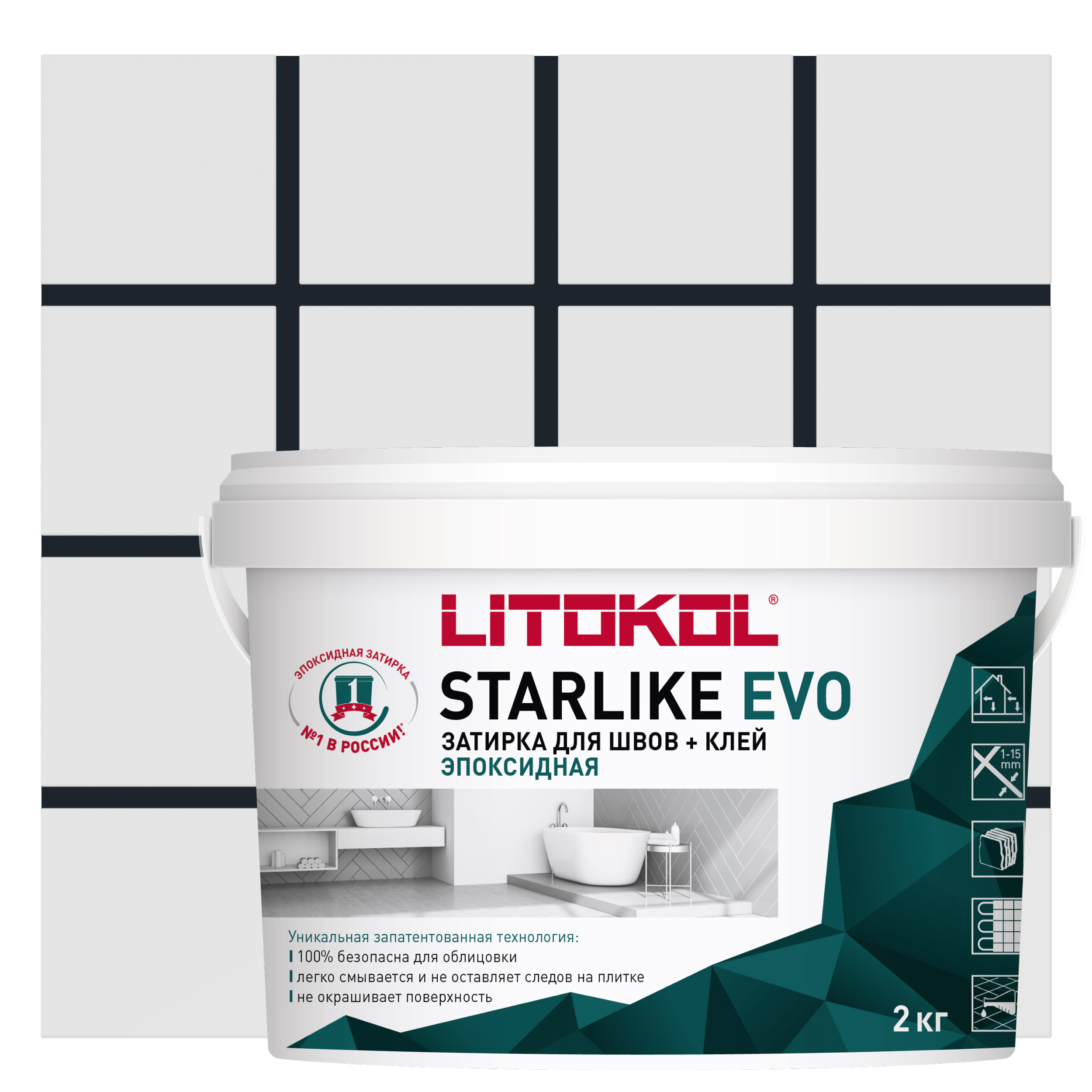 Изображение товара Эпоксидная затирка Litokol Starlike Evo S.145 черный карбон 2 кг - клей и затирка для плитки