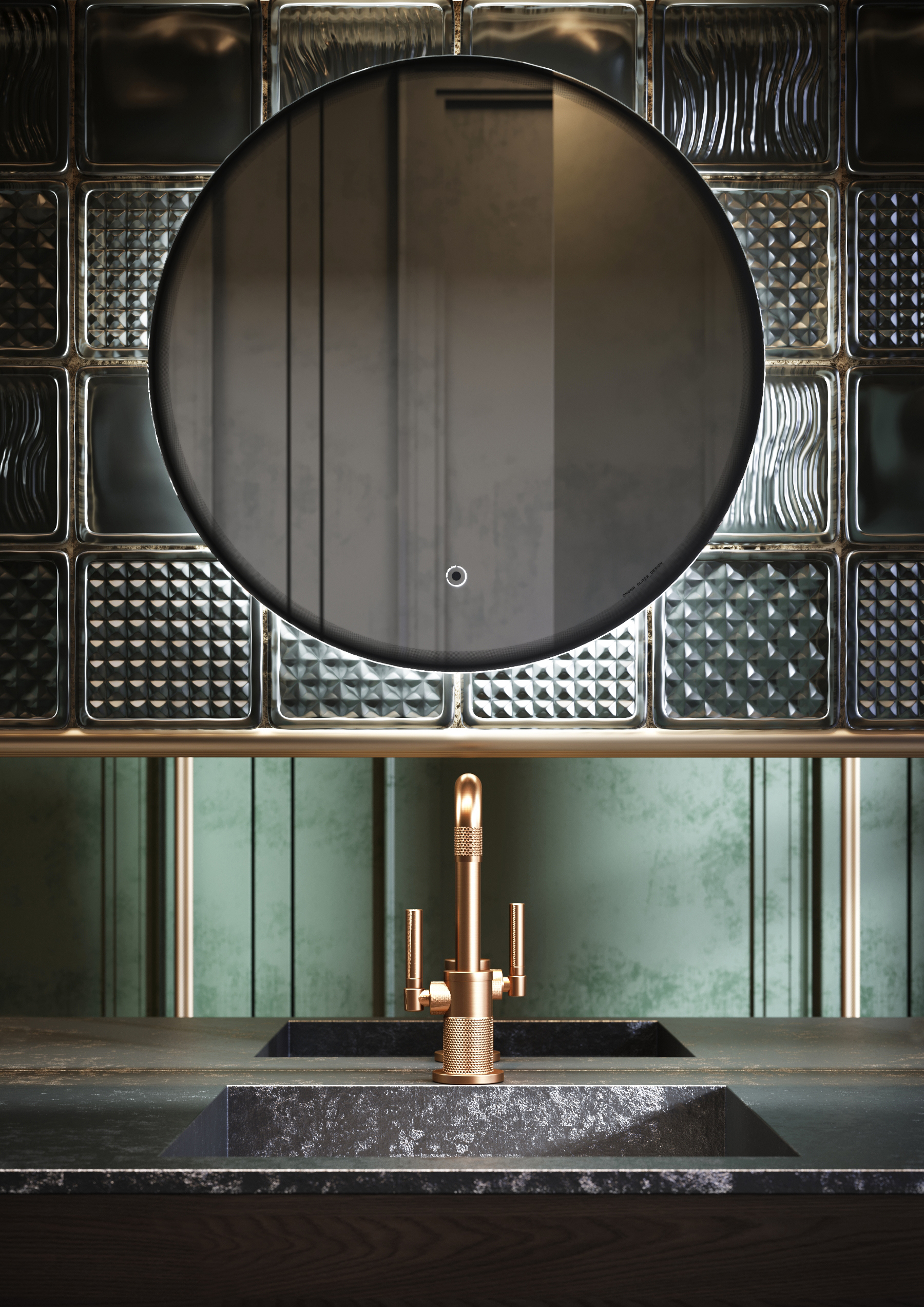 Изображение товара Зеркало для ванной Omega Glass Black Line SD78 50 см круглое с подсветкой