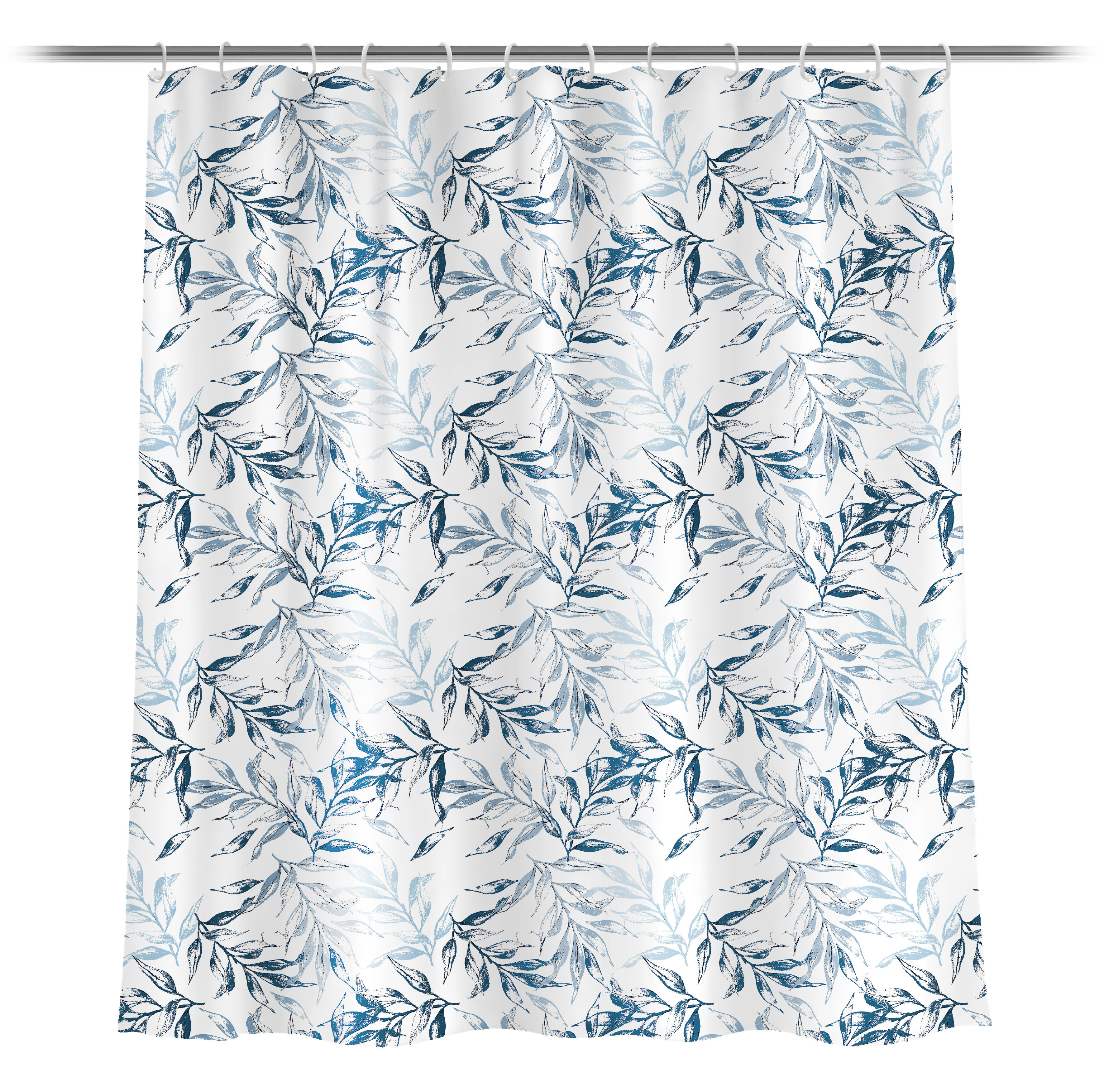 Изображение товара Штора для ванной Пальма 180x180 см полиэстер цвет белый голубой синий