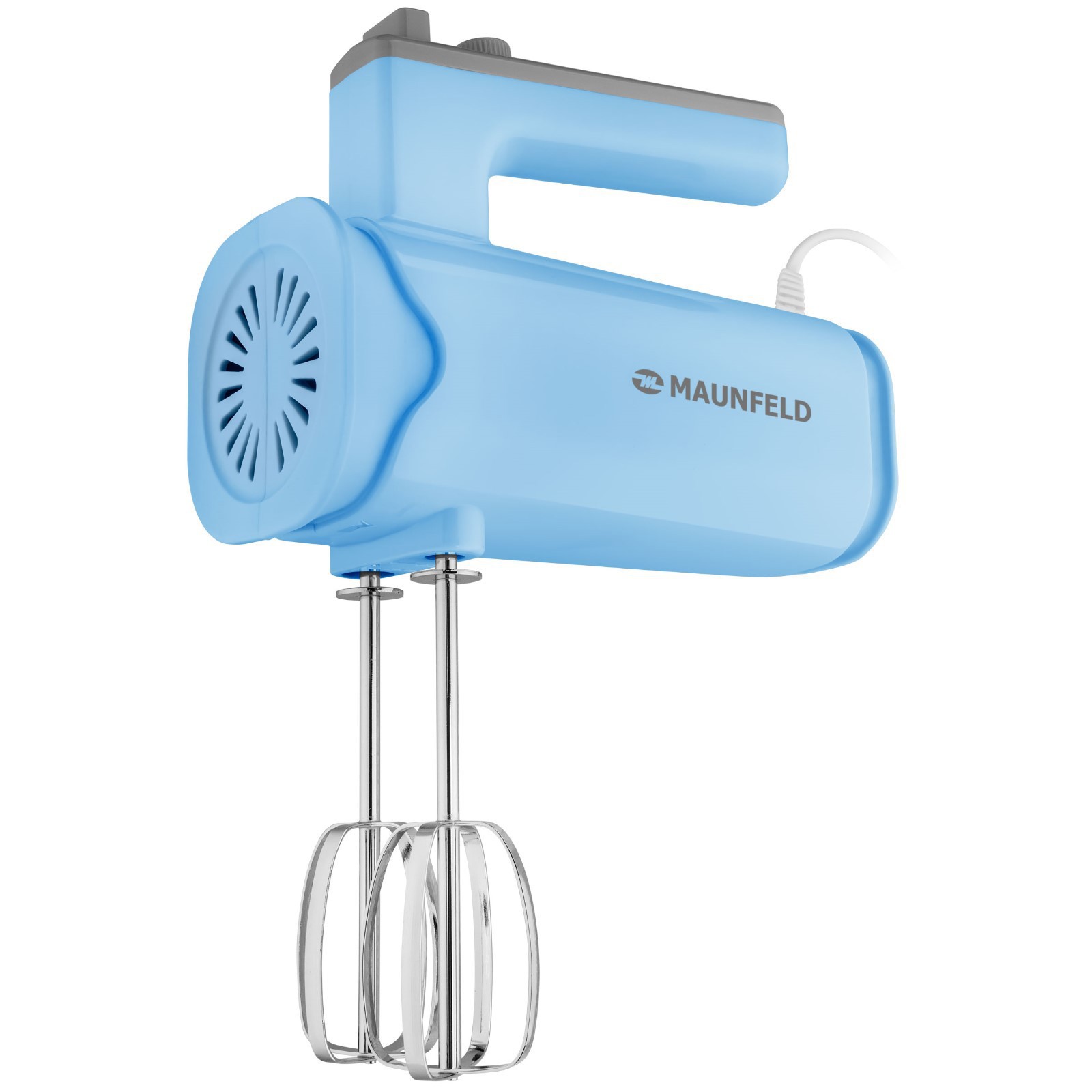 Изображение товара Миксер ручной Maunfeld 300 Вт 8 скоростей 4 насадки цвет голубой