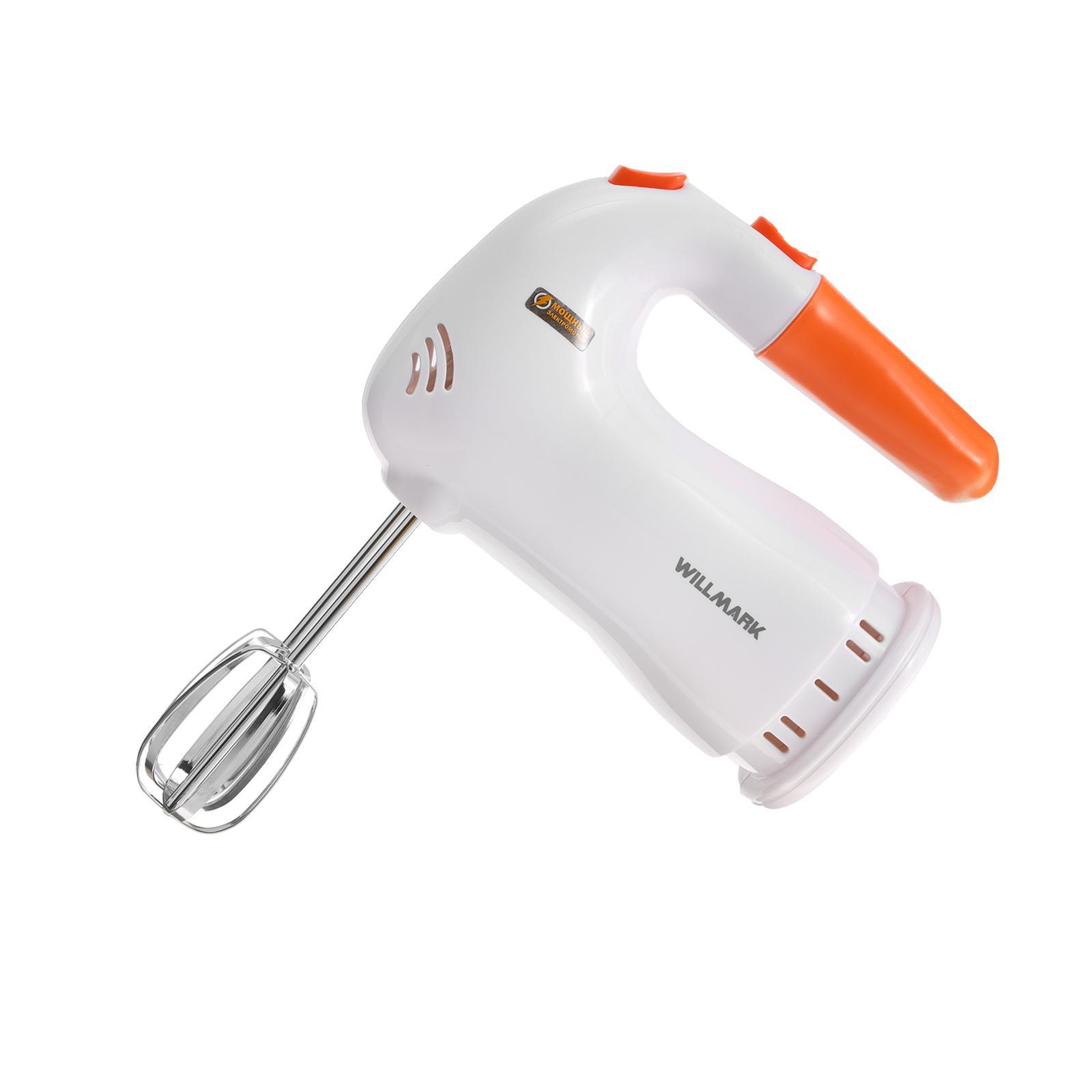 Изображение товара Миксер ручной Willmark 400 Вт 5 скоростей 2 насадки цвет оранжевый