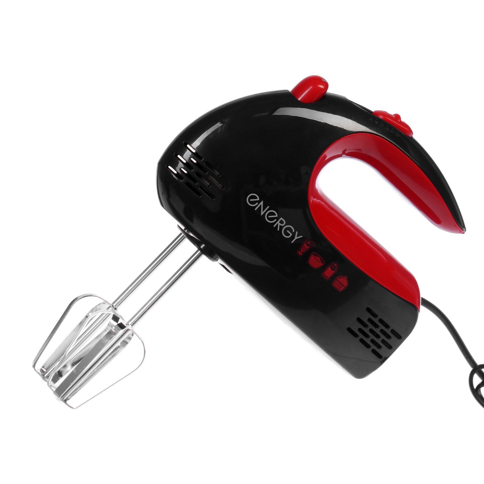 Изображение товара Ручной миксер ENERGY EN-244 250 Вт 5 скоростей 2 насадки черно-красный