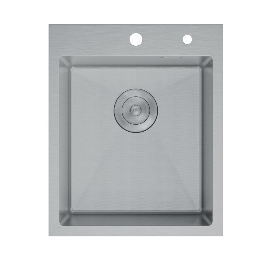 Изображение товара Стальная врезная кухонная мойка D&K DKS415004 50x41 см с дозатором и шумоизоляцией