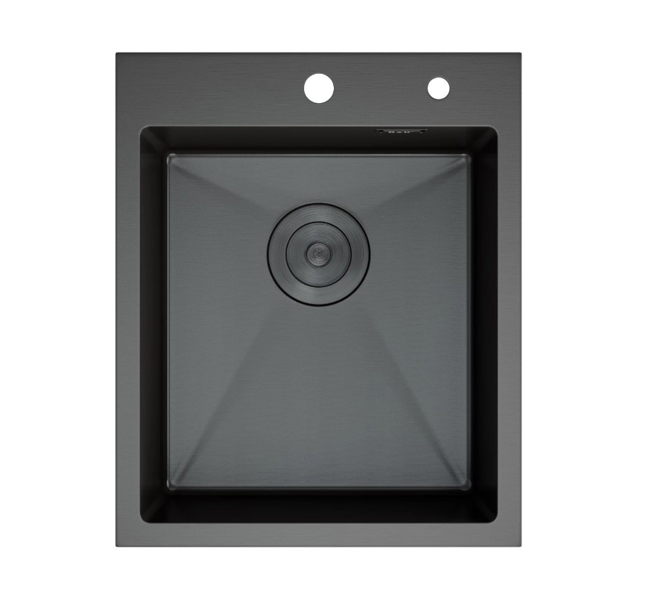 Изображение товара Мойка для кухни врезная с дозатором D&k Кухонная мойка (DKS415006) 50x41 см глубина чаши 50 см нержавеющая сталь 304 (хорошая прочность) цвет графит