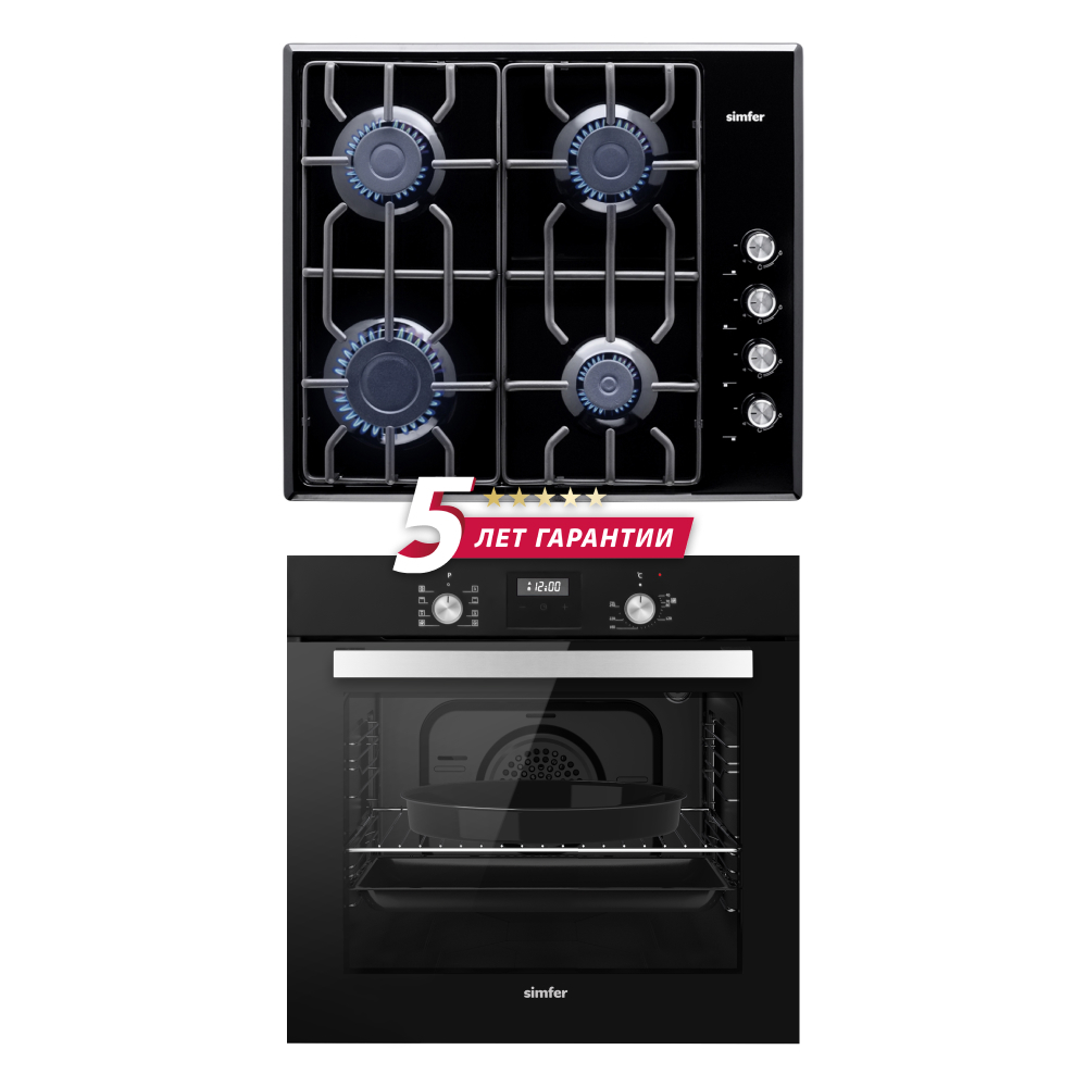 Изображение товара Комплект встраиваемой бытовой техники и газовая варочная панель Simfer S69B1412 цвет черный