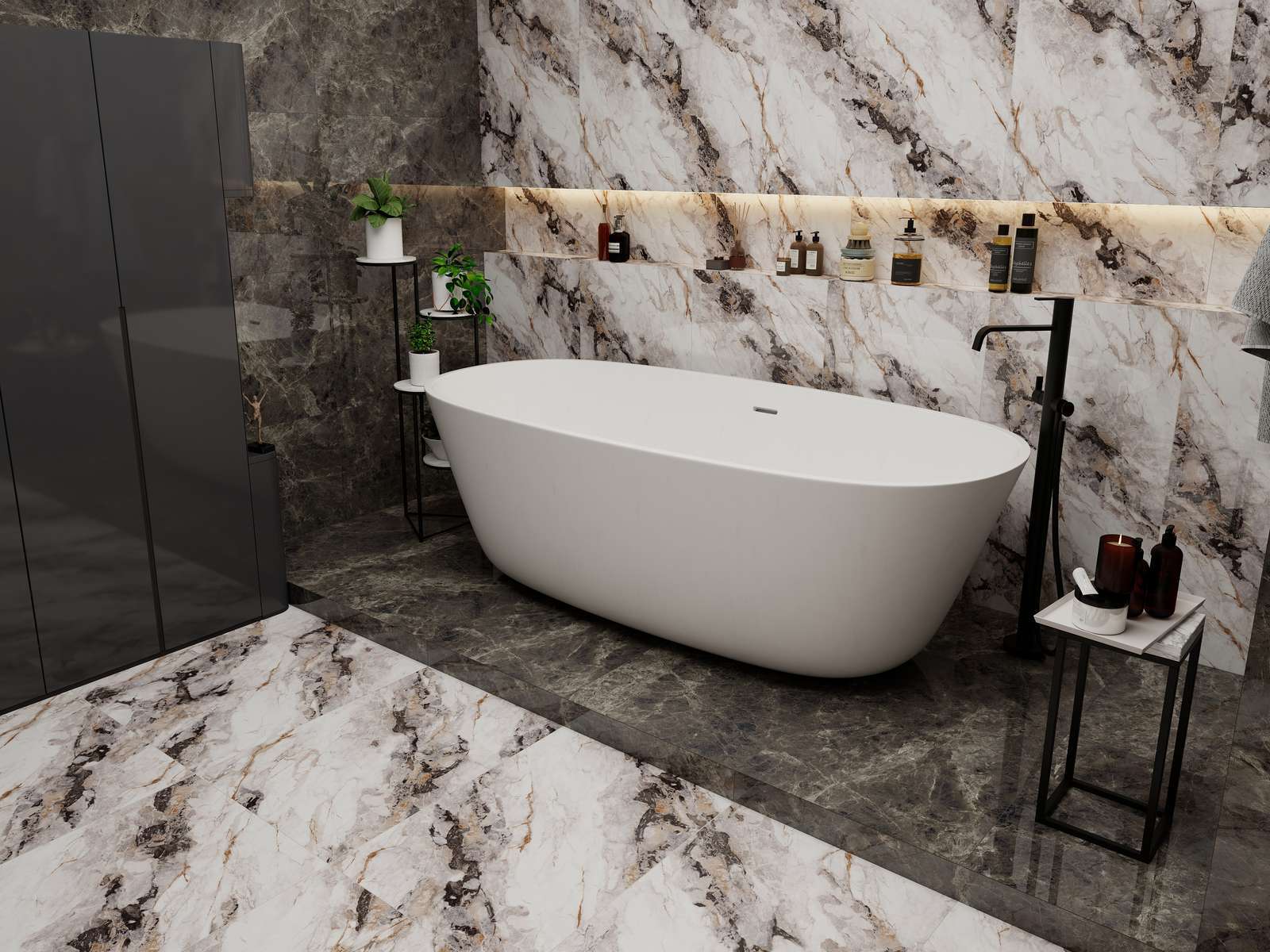 Изображение товара Керамогранит Zibo Fusure Pekin Marble Gold Glitter 60x120 коричневый для пола и стен