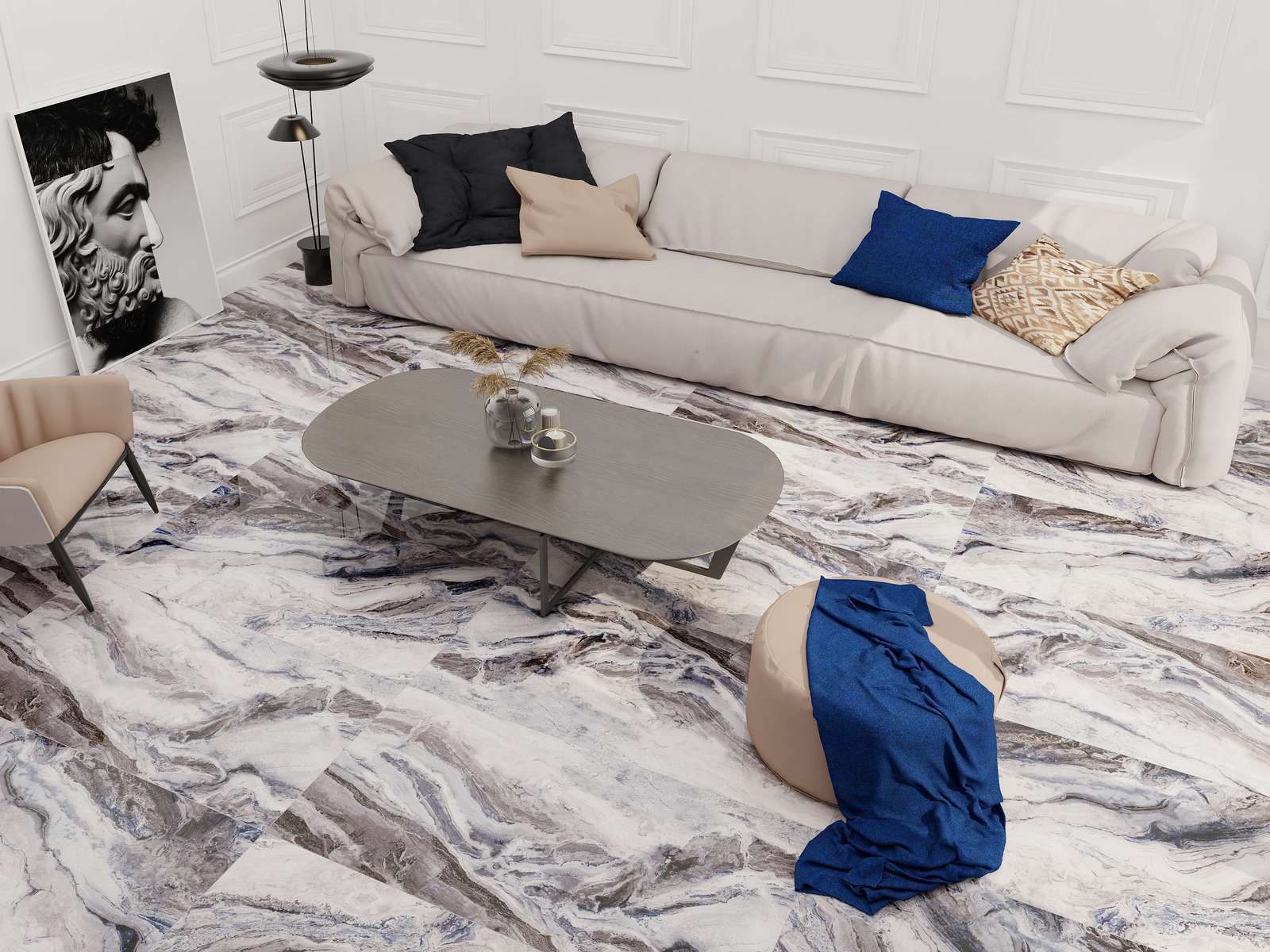 Изображение товара Керамогранит Zibo Fusure Dalyan Onice Blue Silver Glitter 60x120