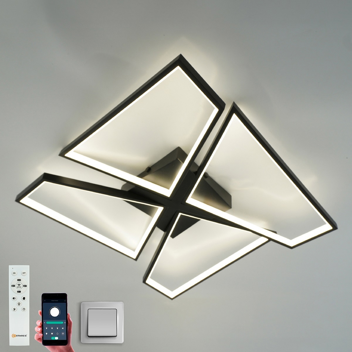 Изображение товара Люстра потолочная светодиодная Estares Энергосбережение черная с пультом