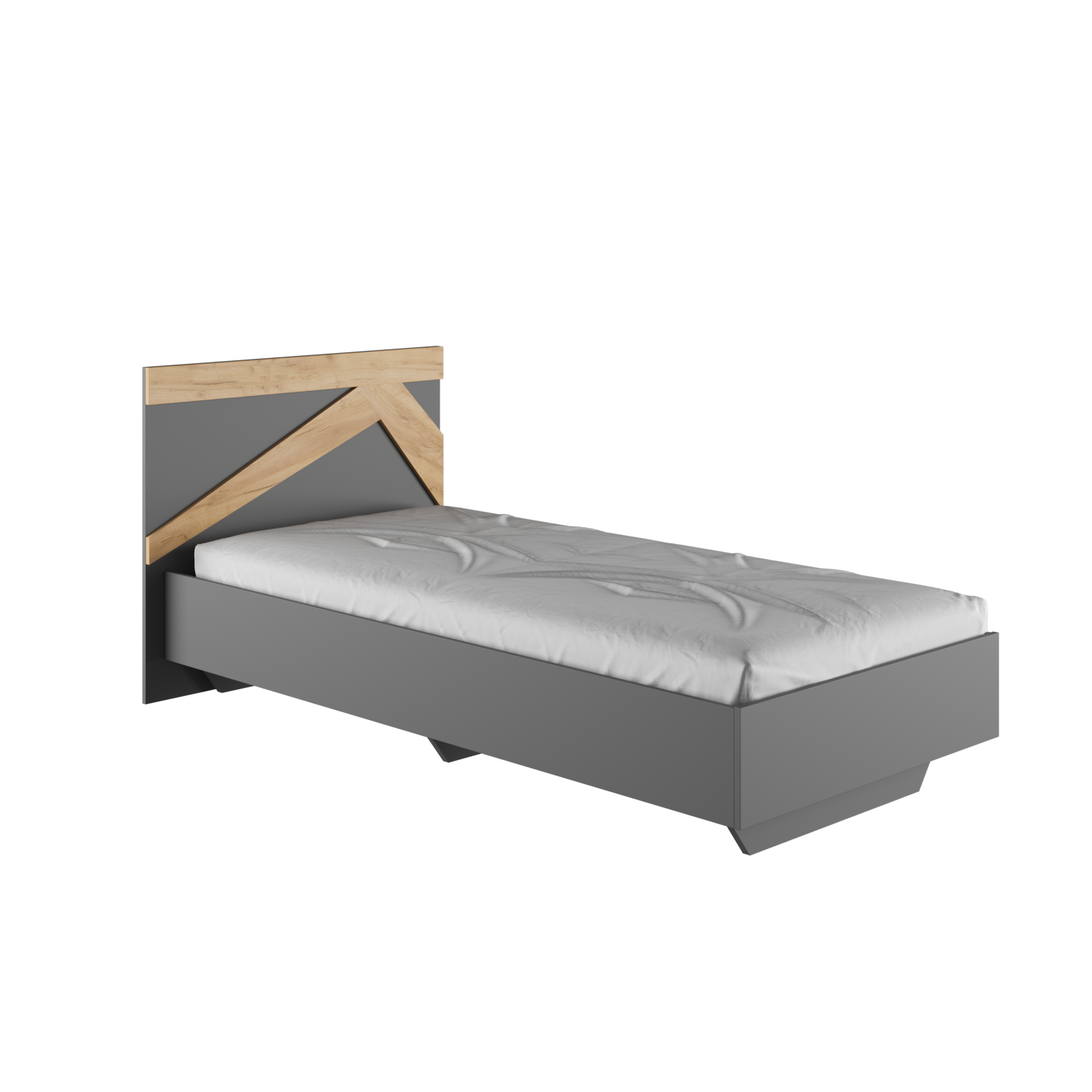 Изображение товара Кровать односпальная Альбина Теодора 90x200 см из ЛДСП с цветами графит и дуб крафт золотой