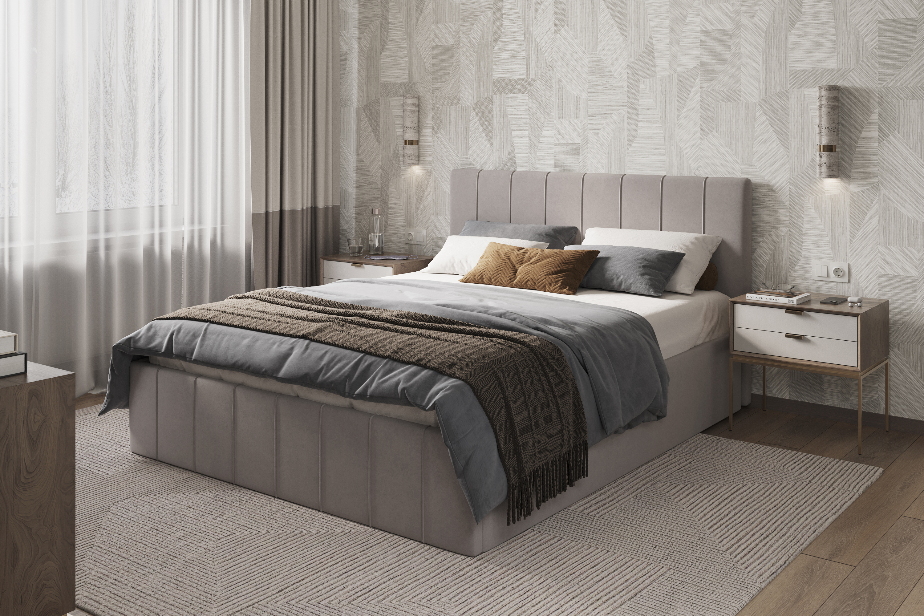 Изображение товара Кровать Costa Веста с подъемным механизмом 170x101 см серо-бежевый мебельная фабрика Коста