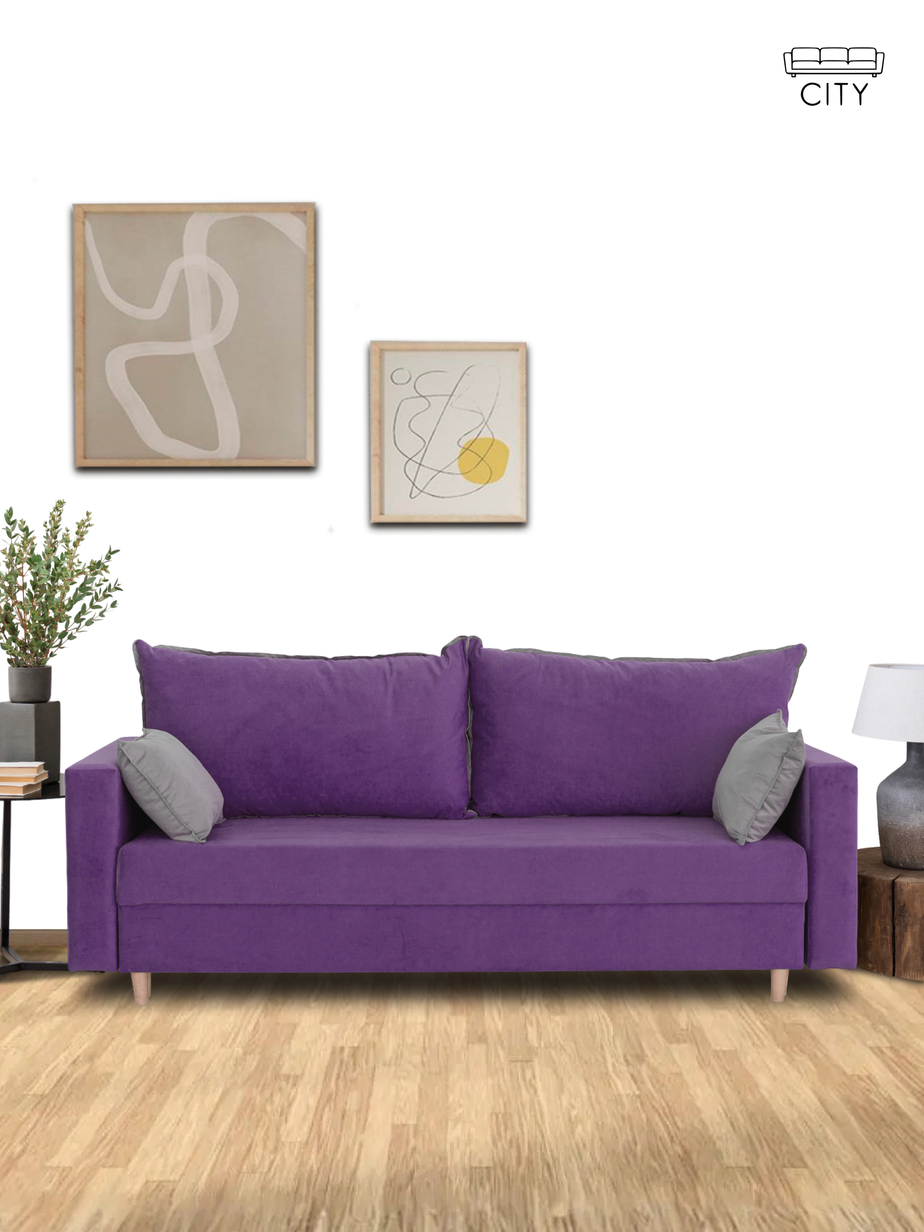 Изображение товара Раскладной диван кровать Cityhd Венеция Фиолетовый 220x96 см велюр