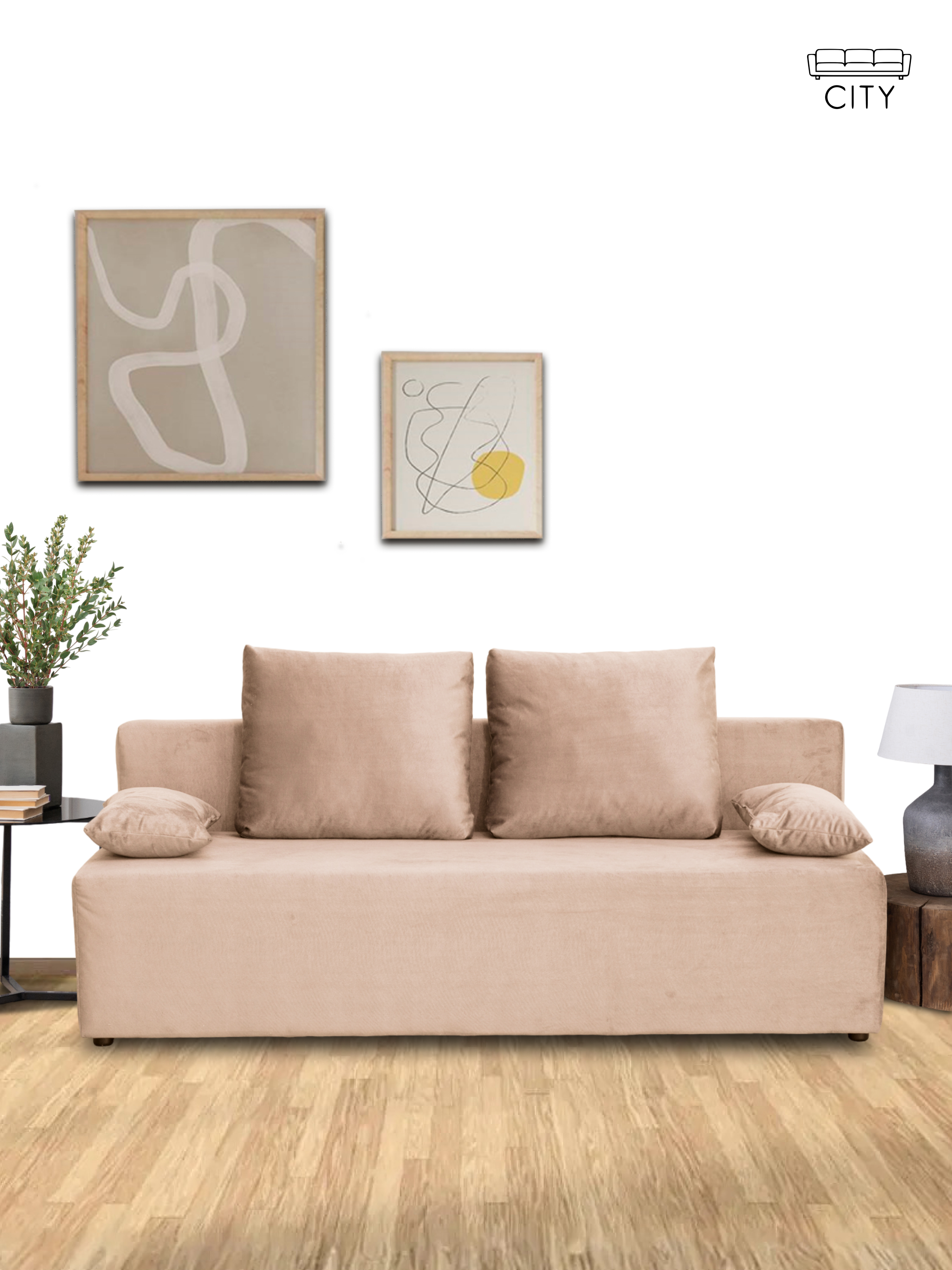 Изображение товара Раскладной диван Cityhd Берн бежевый 187x63x84 см велюр