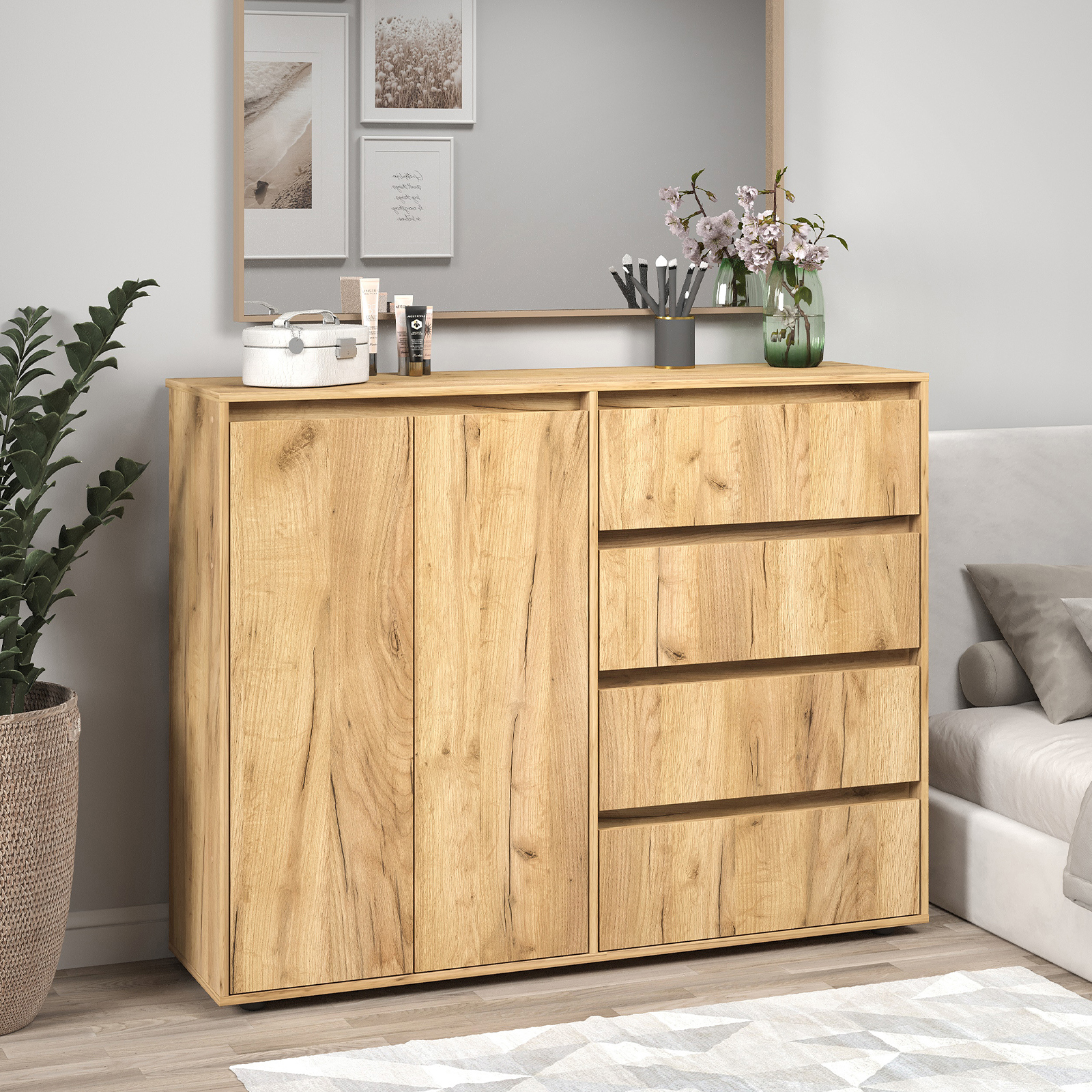 Изображение товара Комод Letta City New 4 ящика дуб крафт золотой мебель для спальни гостиной и офиса