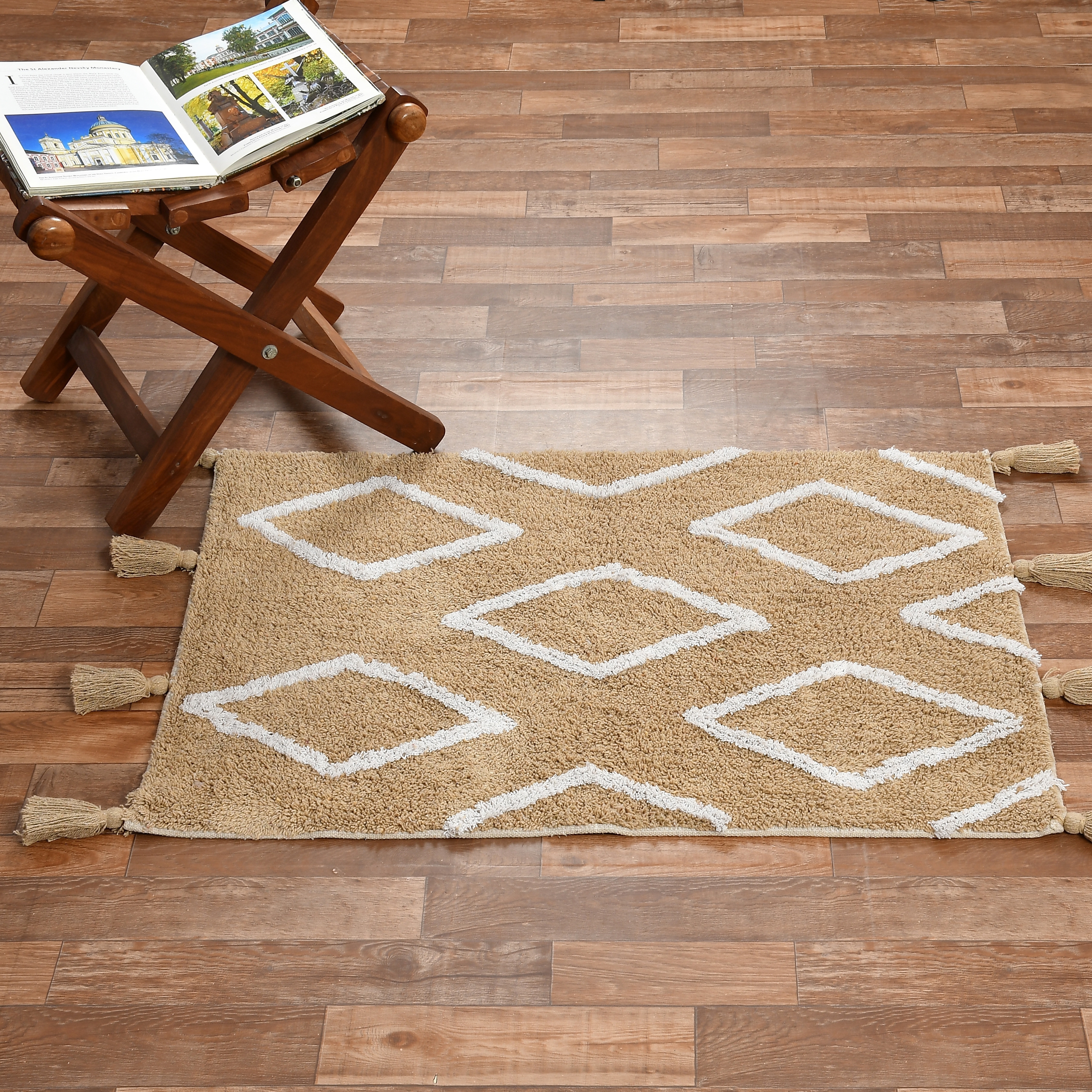 Изображение товара Коврик декоративный хлопок Diamond Tassel JBT-018-02 60x90 см цвет коричневый