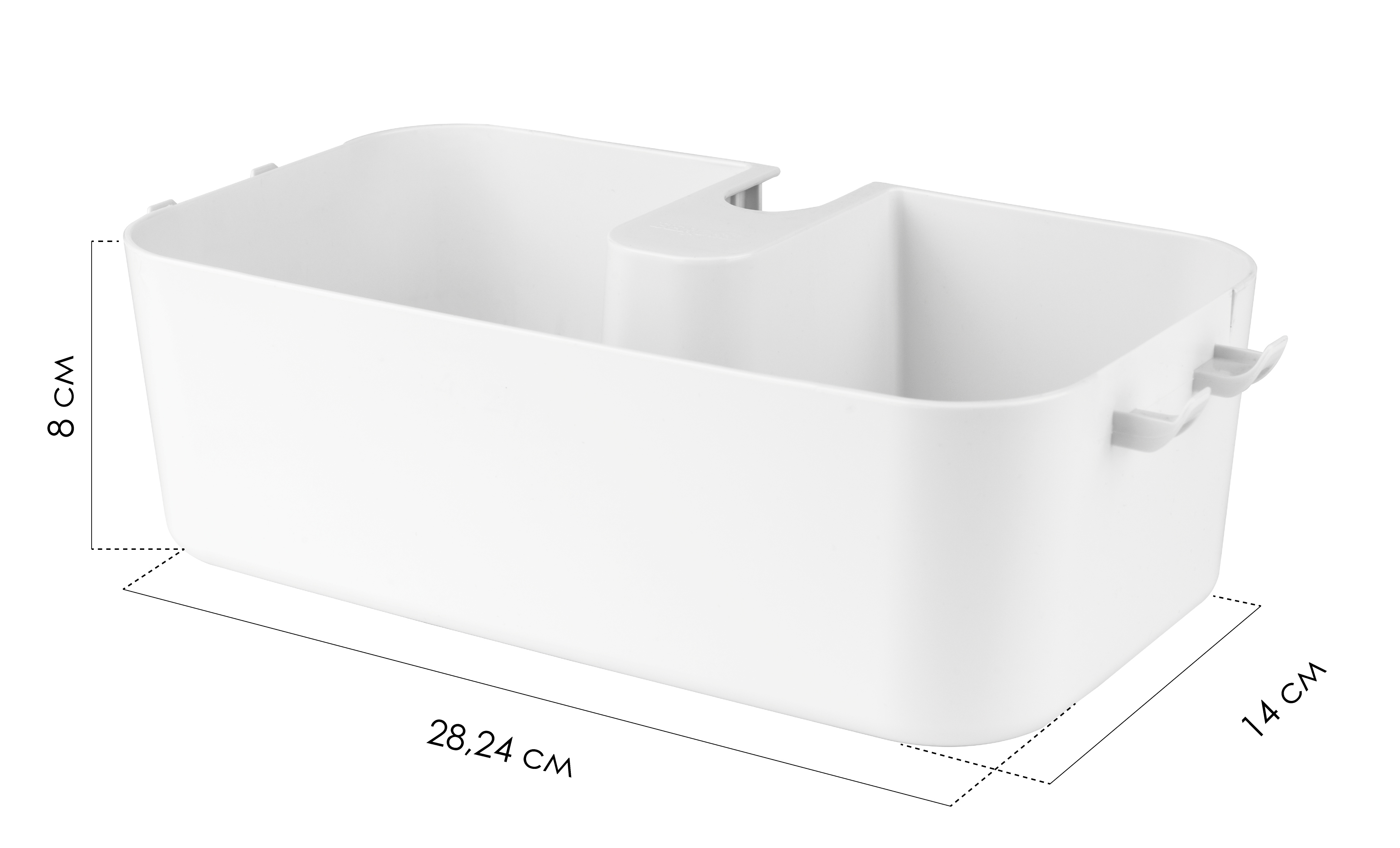 Изображение товара Полочка для душевой штанги Berossi Kniva белый ABS пластик разборная высокая бортики