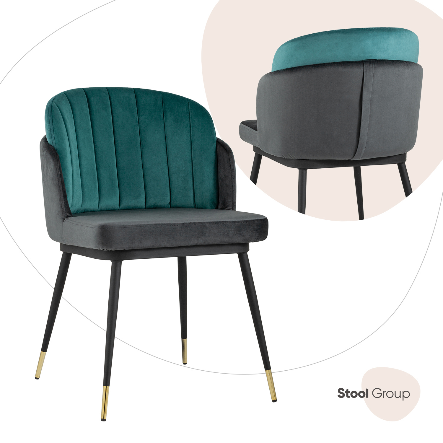 Изображение товара Стул кухонный Стул груп Пенелопа 80x61x53 см велюр цвет бирюзовый FDC8054 FUT-83 + FUT-74