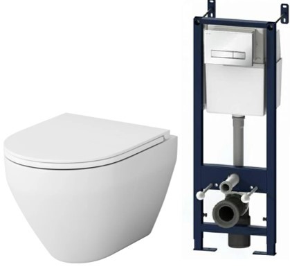 Изображение товара Комплект инсталляция с унитазом AM.PM Jump IS12LM0351.721700 безободковый с микролифтом клавиша цвет хром