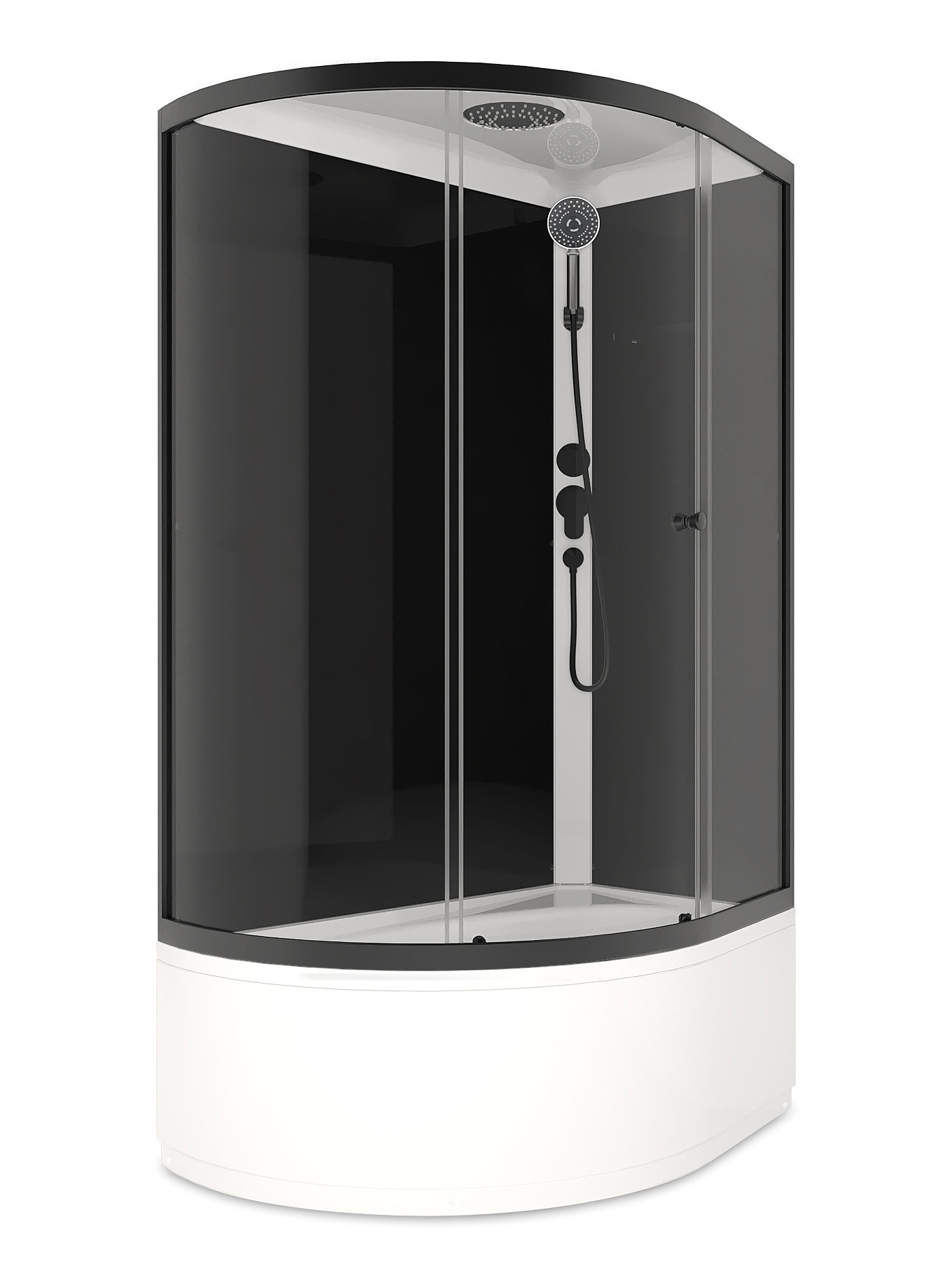 Изображение товара Душевая кабина Domani-Spa Simple 128 high R DS01Sm128RHBCl00.Gt-V1.2-Black.MP.P. высокий поддон черные стенки прозрачное стекло графит проф 120x80x218