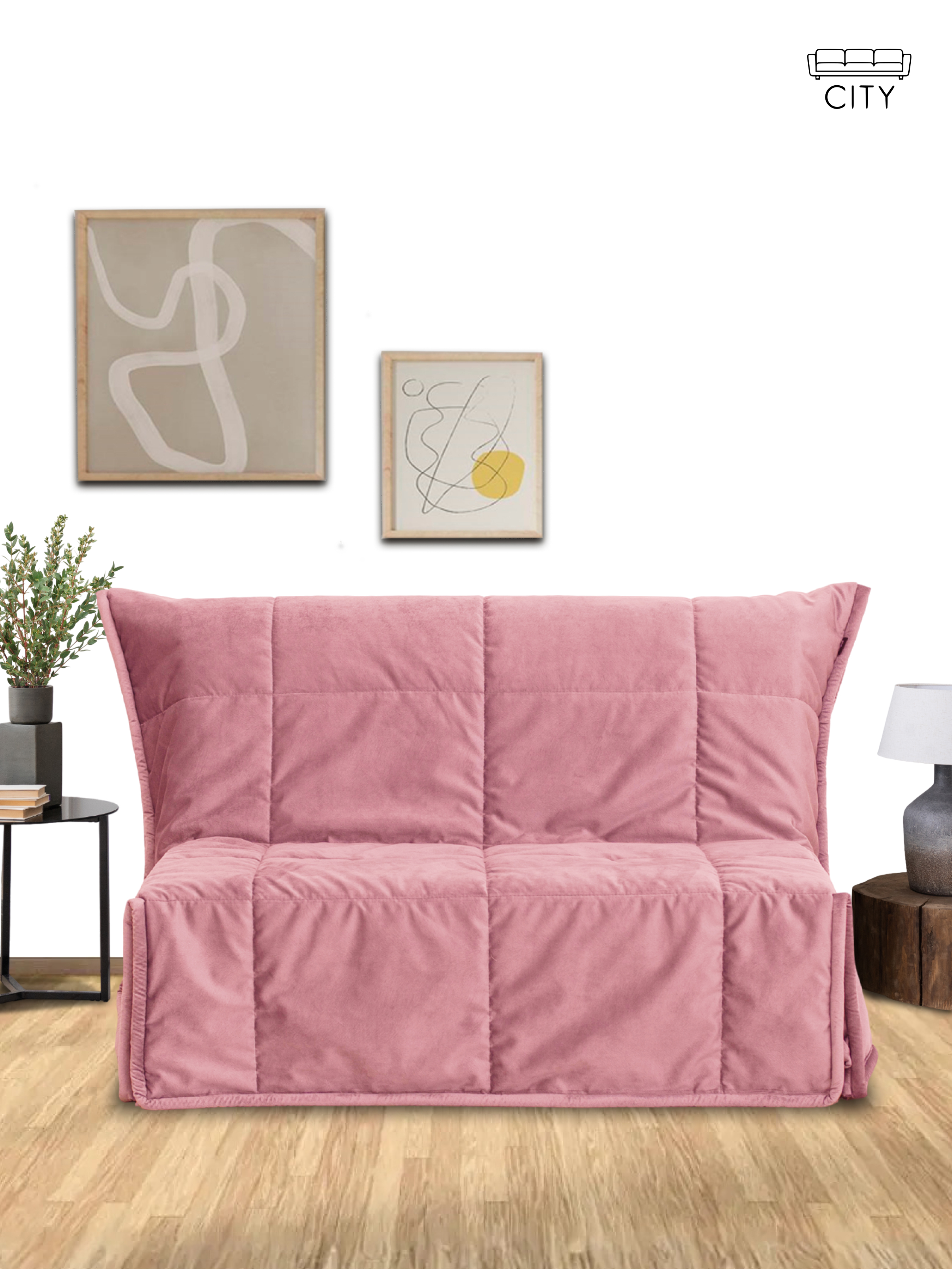 Изображение товара Раскладной диван Cityhd прямой 120x95 см в розовом велюре