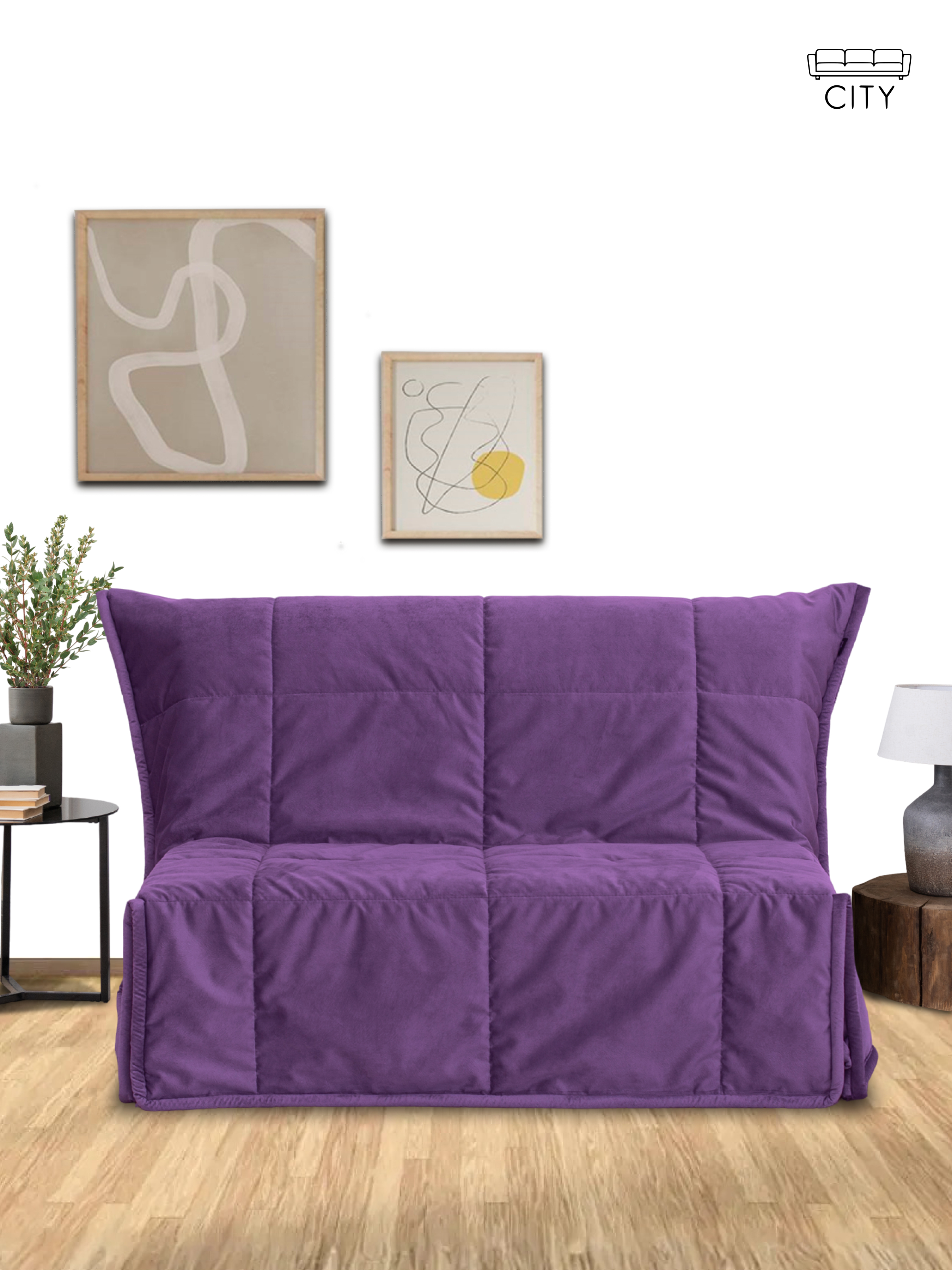 Изображение товара Раскладной диван Cityhd 120x95 см фиолетовый велюр