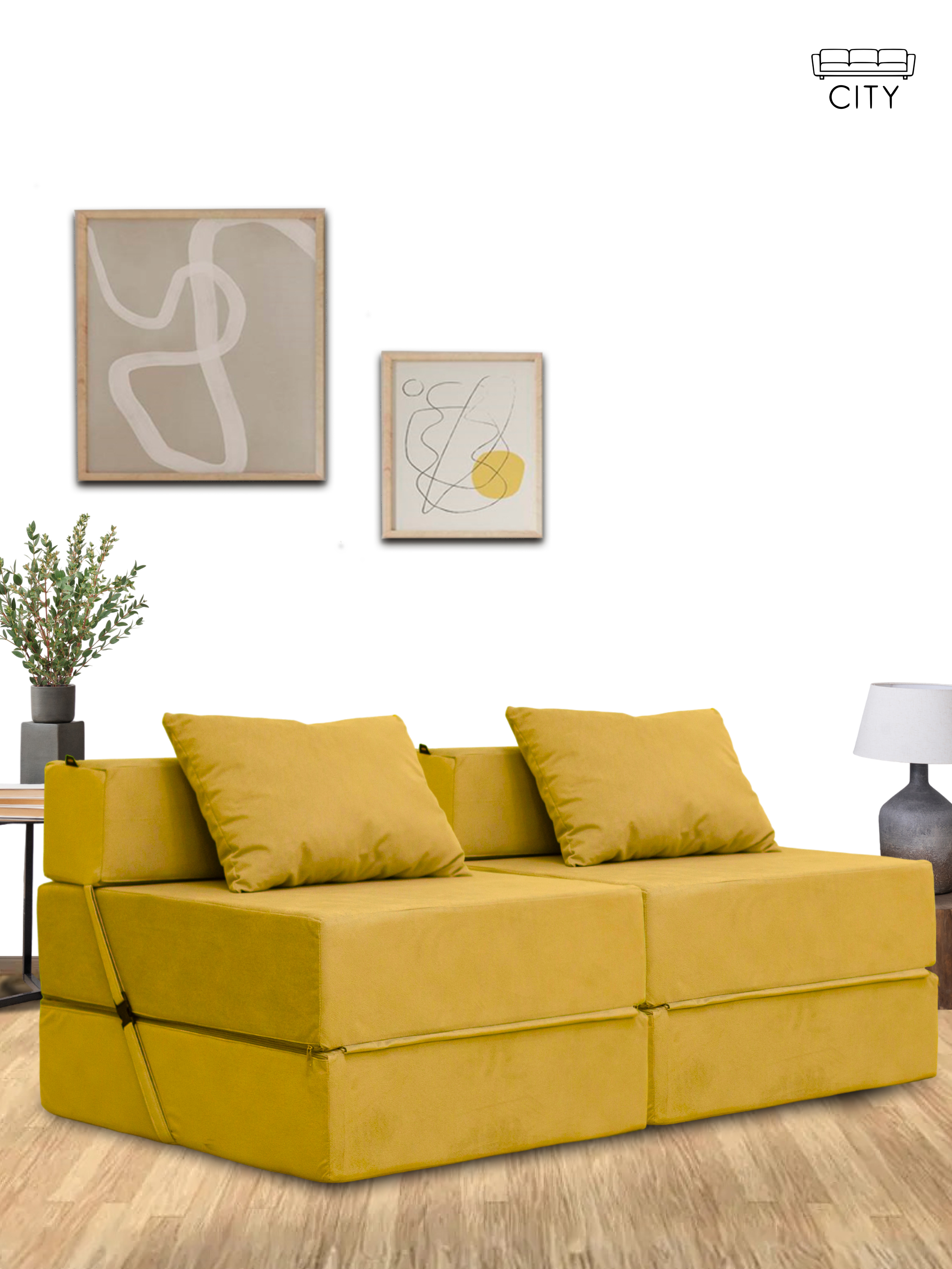 Изображение товара Раскладной диван Cityhd Двойной Эссен 140 см горчичный