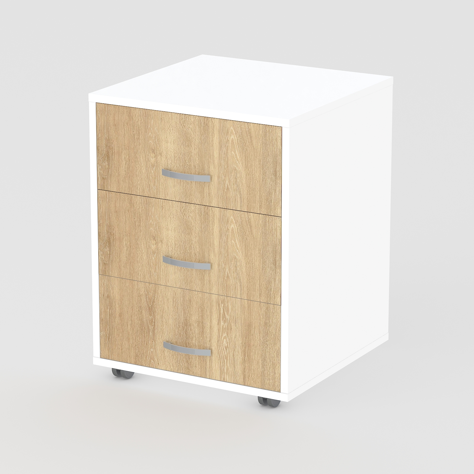 Изображение товара Тумба офисная Seven dreams 60x44x45 см 3 ящика ЛДСП цвет белый/дуб сонома Изображение товара Тумба офисная Seven dreams 60x44x45 см 3 ящика ЛДСП цвет белый/дуб сонома