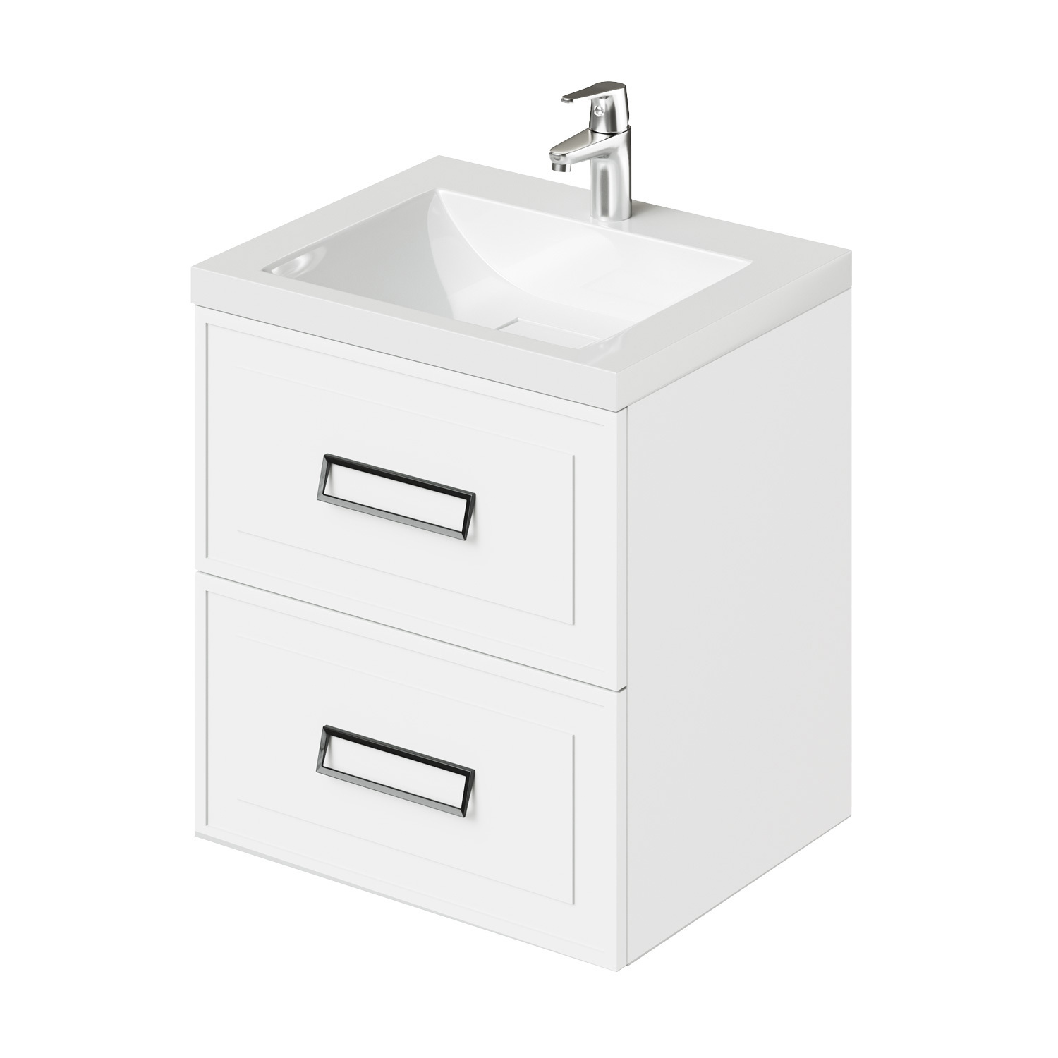 Изображение товара Подвесная тумба с раковиной Итана Pino 60 белый матовый Ванная мебель 58 см