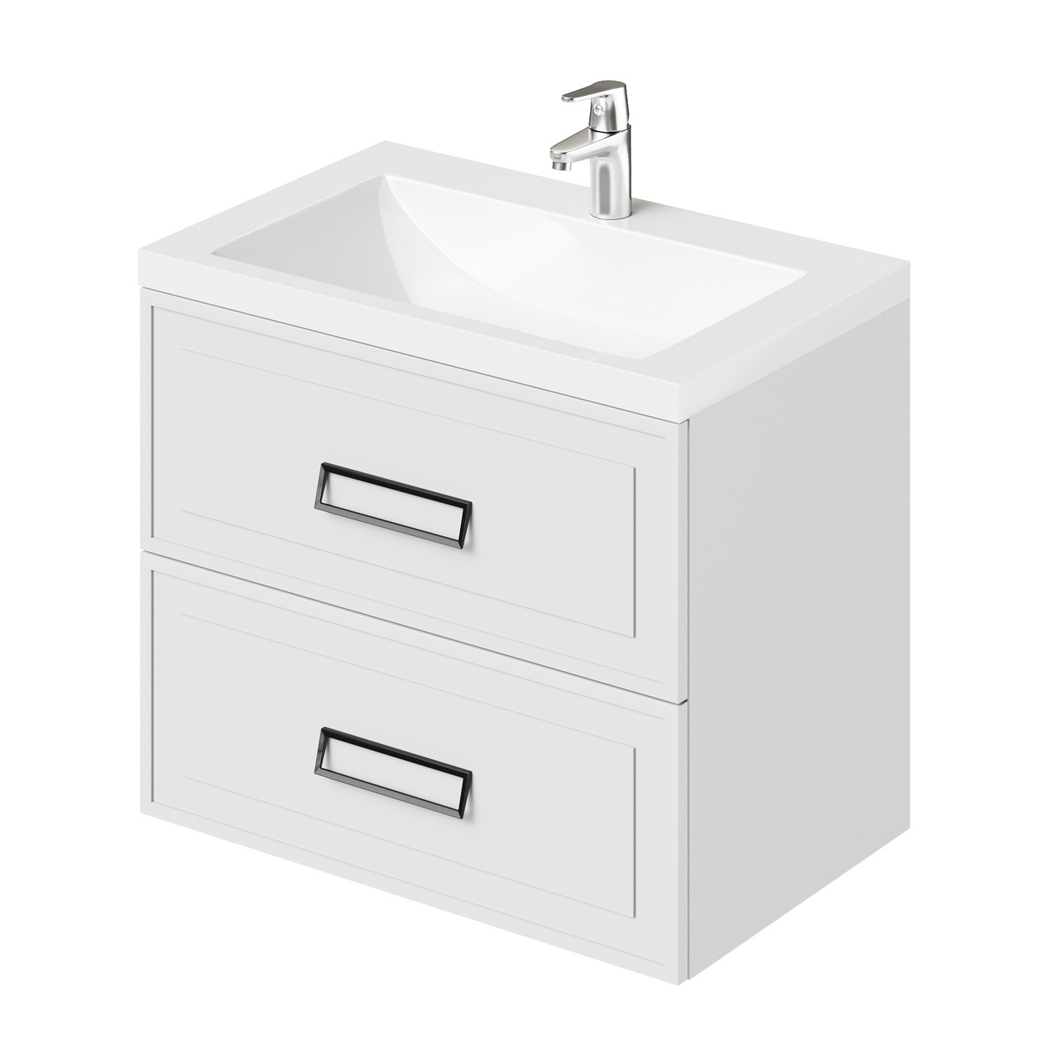 Изображение товара Тумба c раковиной в ванную Итана Pino 75 744x474x640 подвесная Белый матовый