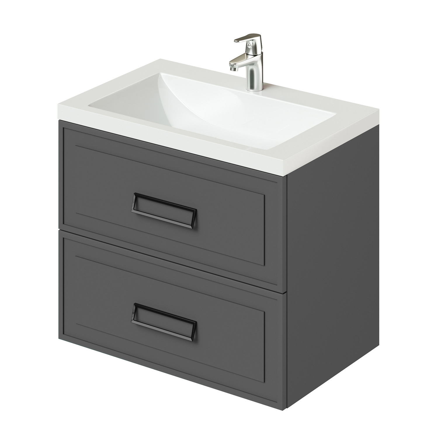 Изображение товара Тумба с раковиной Итана Pino 75 подвесная в графит