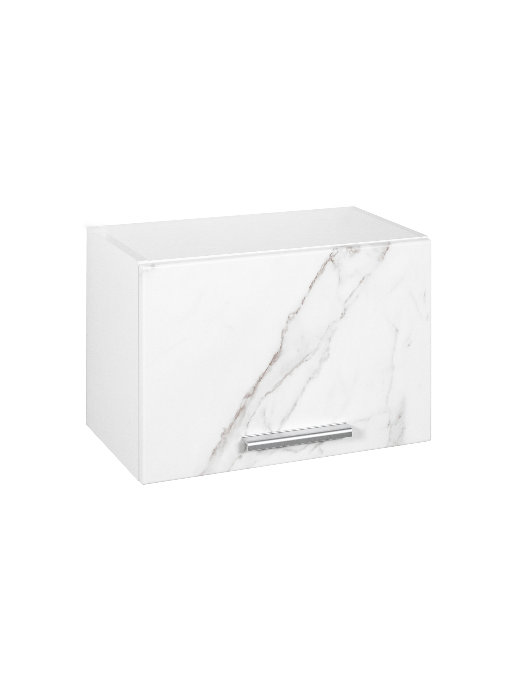 Изображение товара Верхняя полка для вытяжки Марсель 60x33.80x28.60 см фасад белый мрамор МДФ каркас белый ЛДСП мрамор милк 86845646