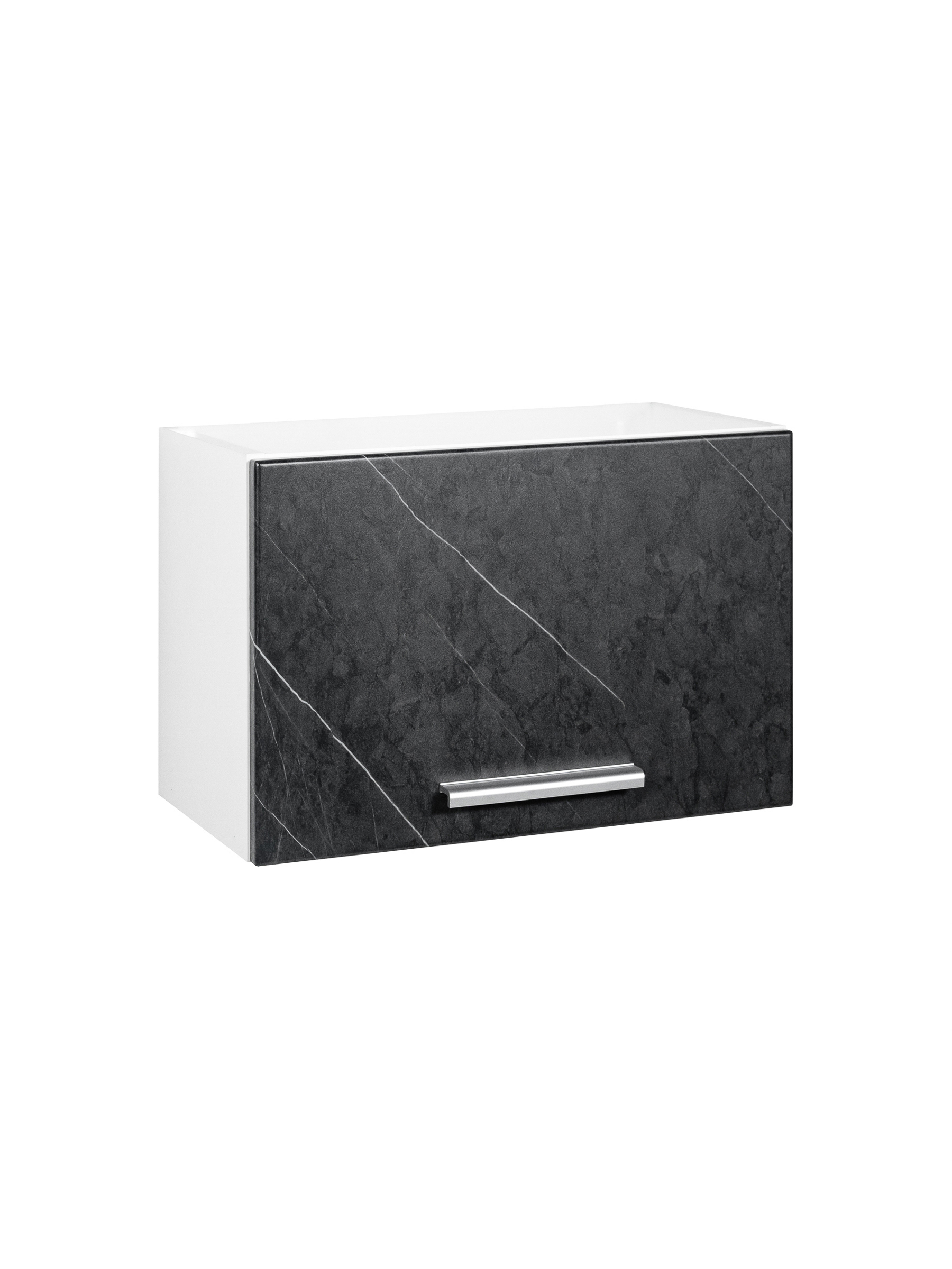 Изображение товара Верхняя полка для вытяжки Марсель 50x33.80x28.60 см фасад черный мрамор МДФ каркас белый ЛДСП гранит оникс 86845652