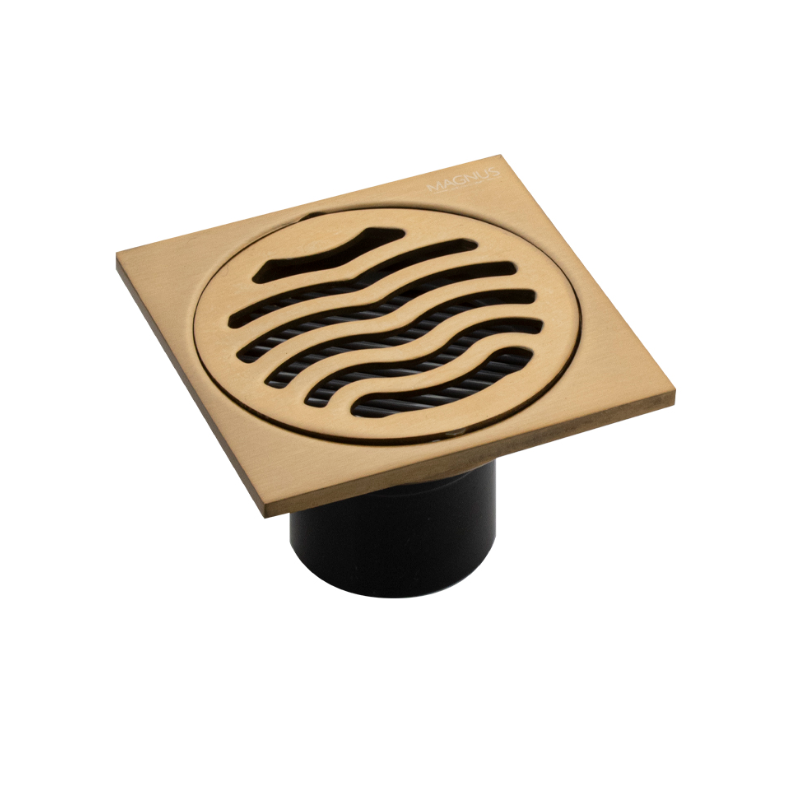 Изображение товара Душевой трап Magnus 1164 из нержавеющей стали с затвором 10x10 см золото