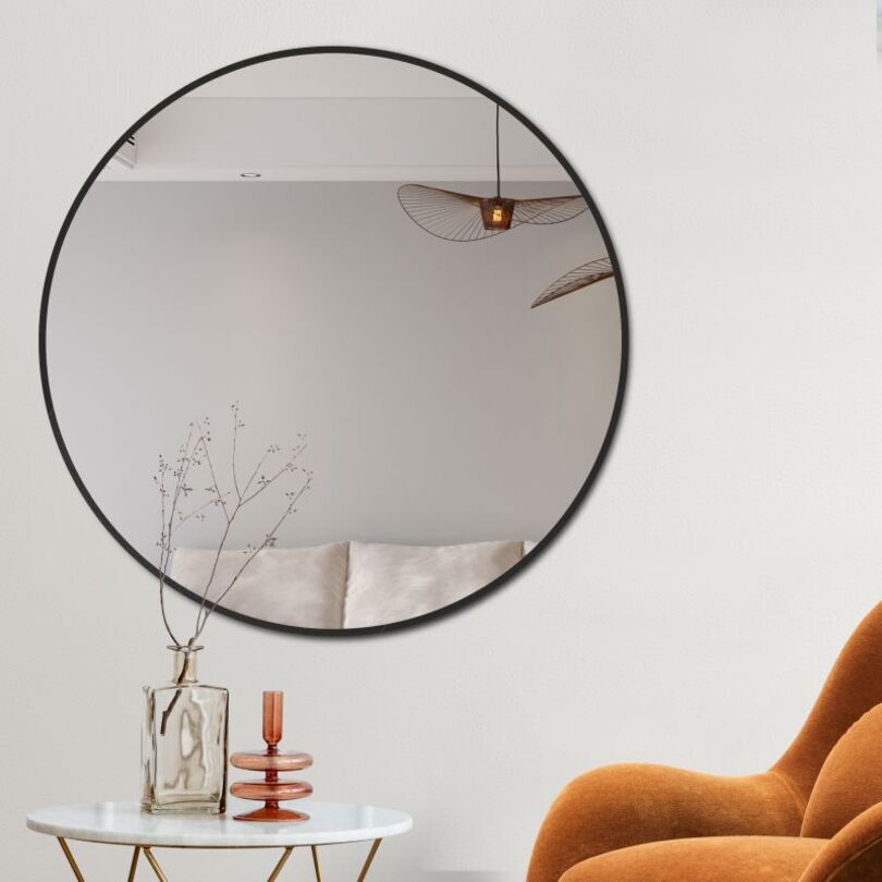 Изображение товара Декоративное круговое зеркало Алмаз-люкс Д-032 90x90 см Черное настенное интерьерное