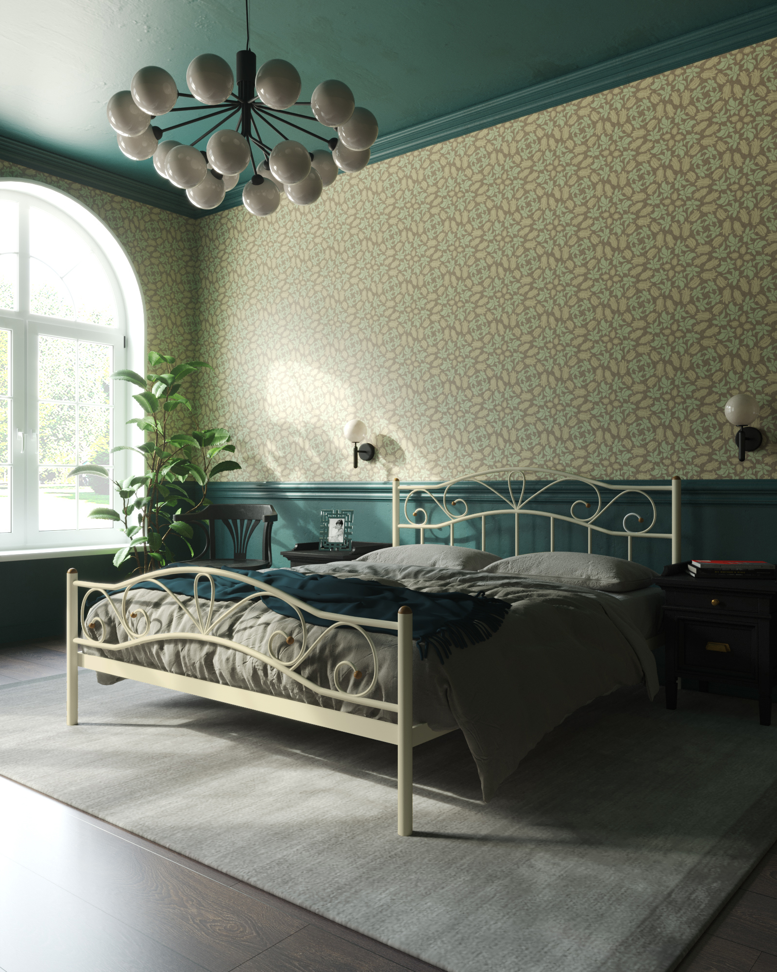 Изображение товара Кровать с изножьем Red black Глэдис 160x200 см Металл цвет бежевый