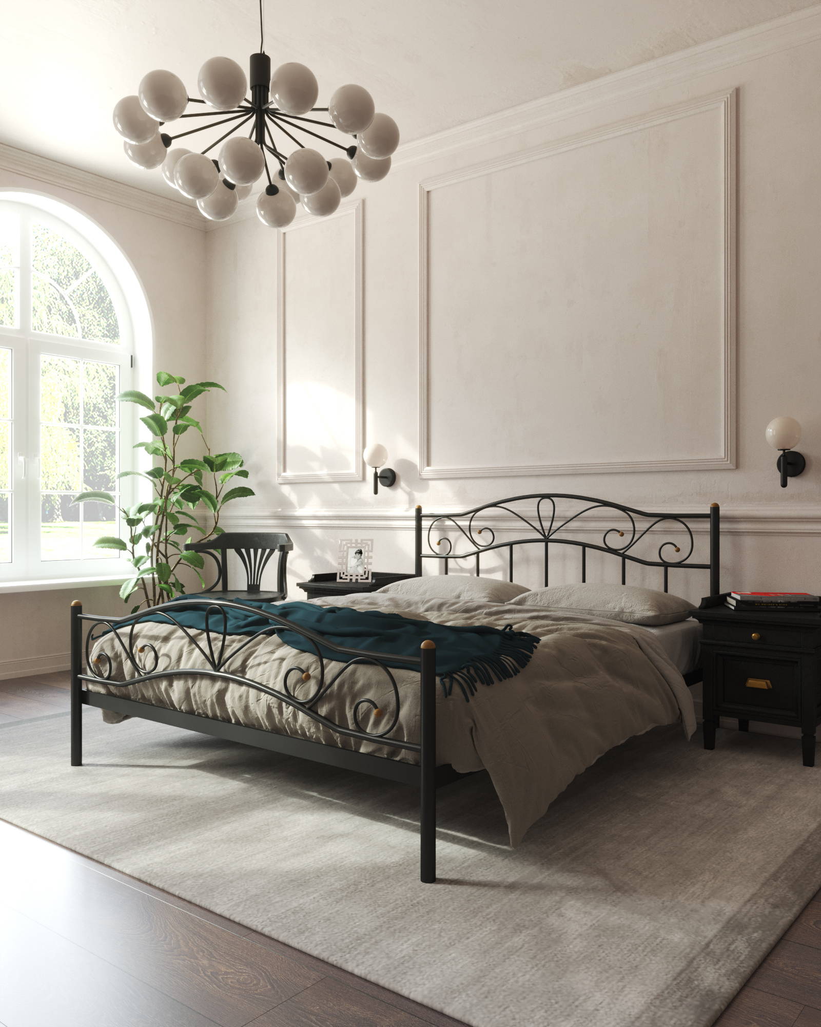 Изображение товара Кровать с изножьем Red black Глэдис 180x200 см металлическая современная