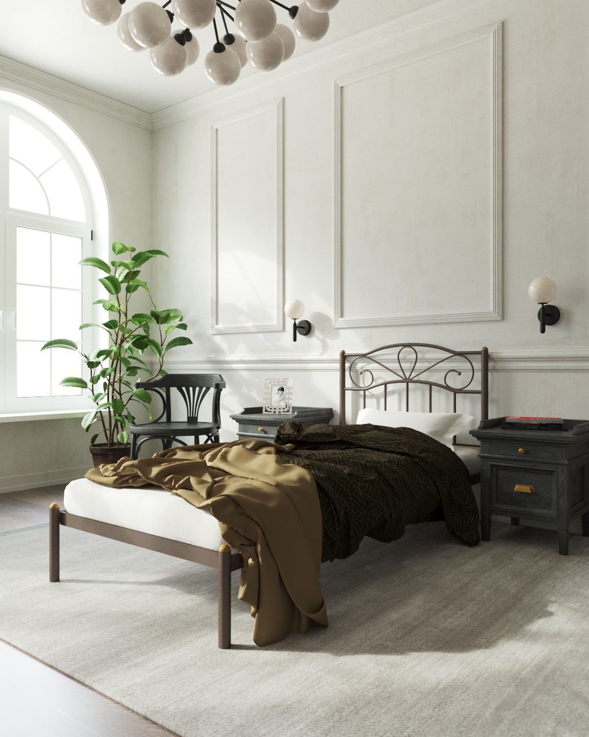 Изображение товара Кровать без изножья Red black Глэдис 120x200 см металлическая современная