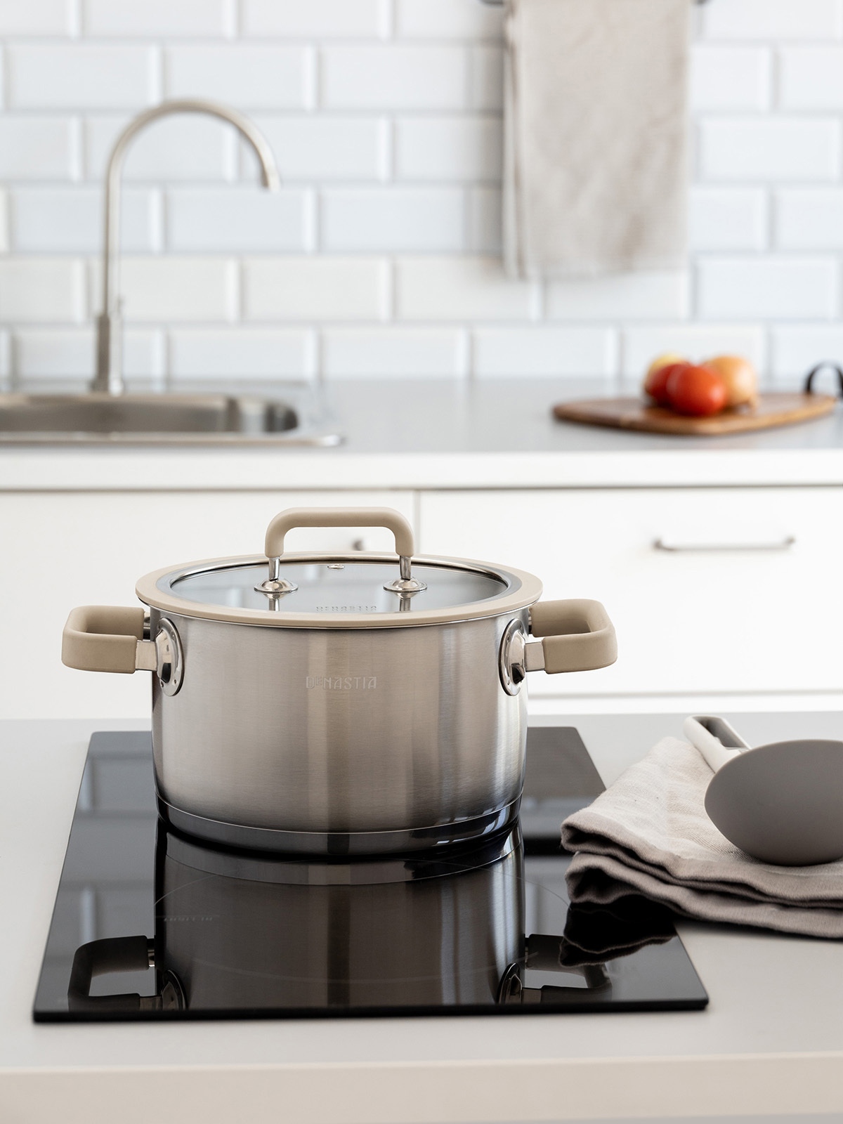 Изображение товара Кастрюля 3.5 л DeNASTIA нержавеющая сталь с крышкой и индукцией