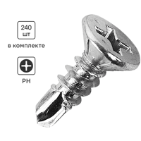 Изображение товара Саморезы потайные 3.9х16 мм с буром, PH2, 240 шт