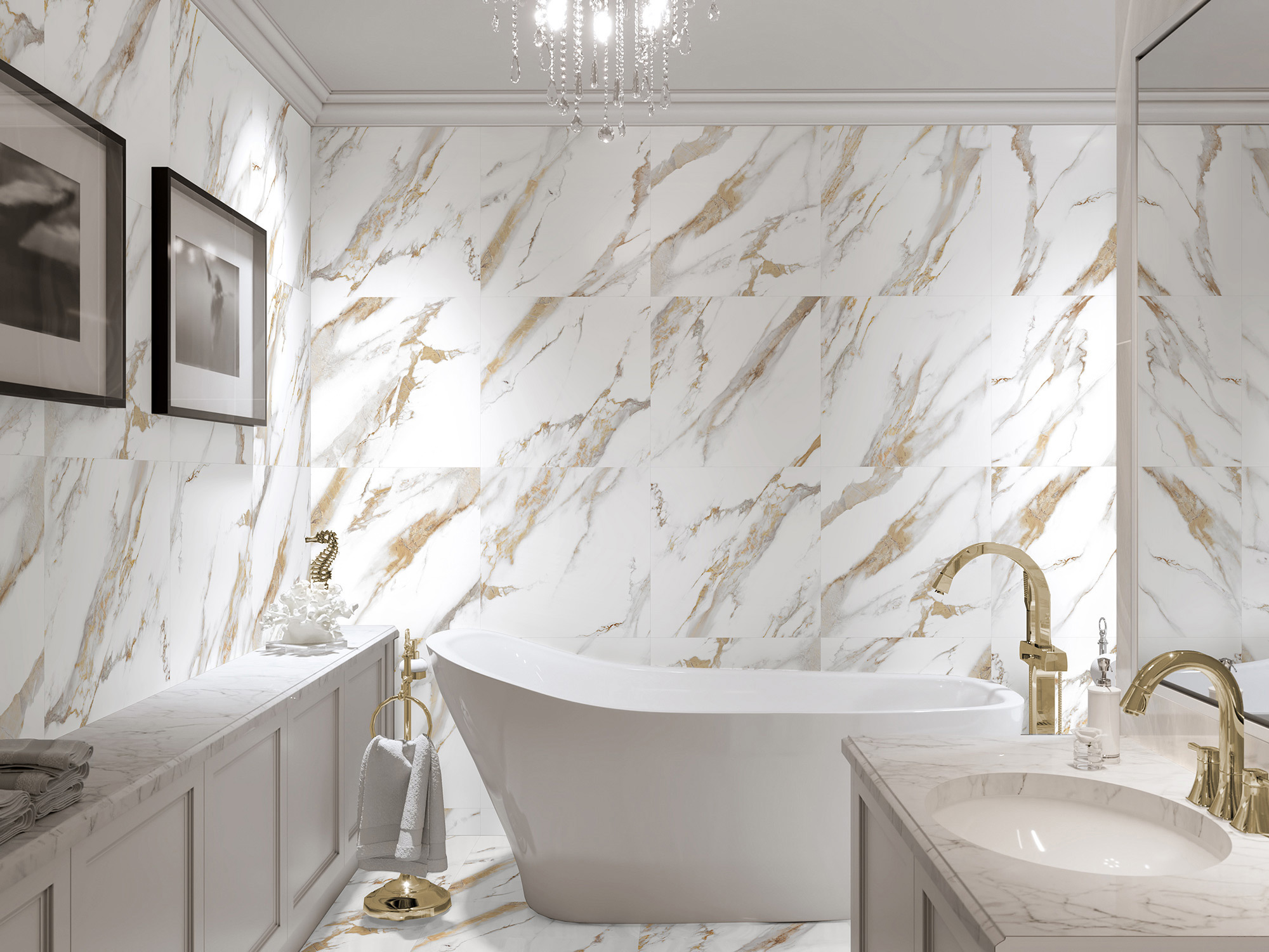 Изображение товара Керамогранит Global Tile Calacatta Royal 60x60см белый мрамор, морозостойкий