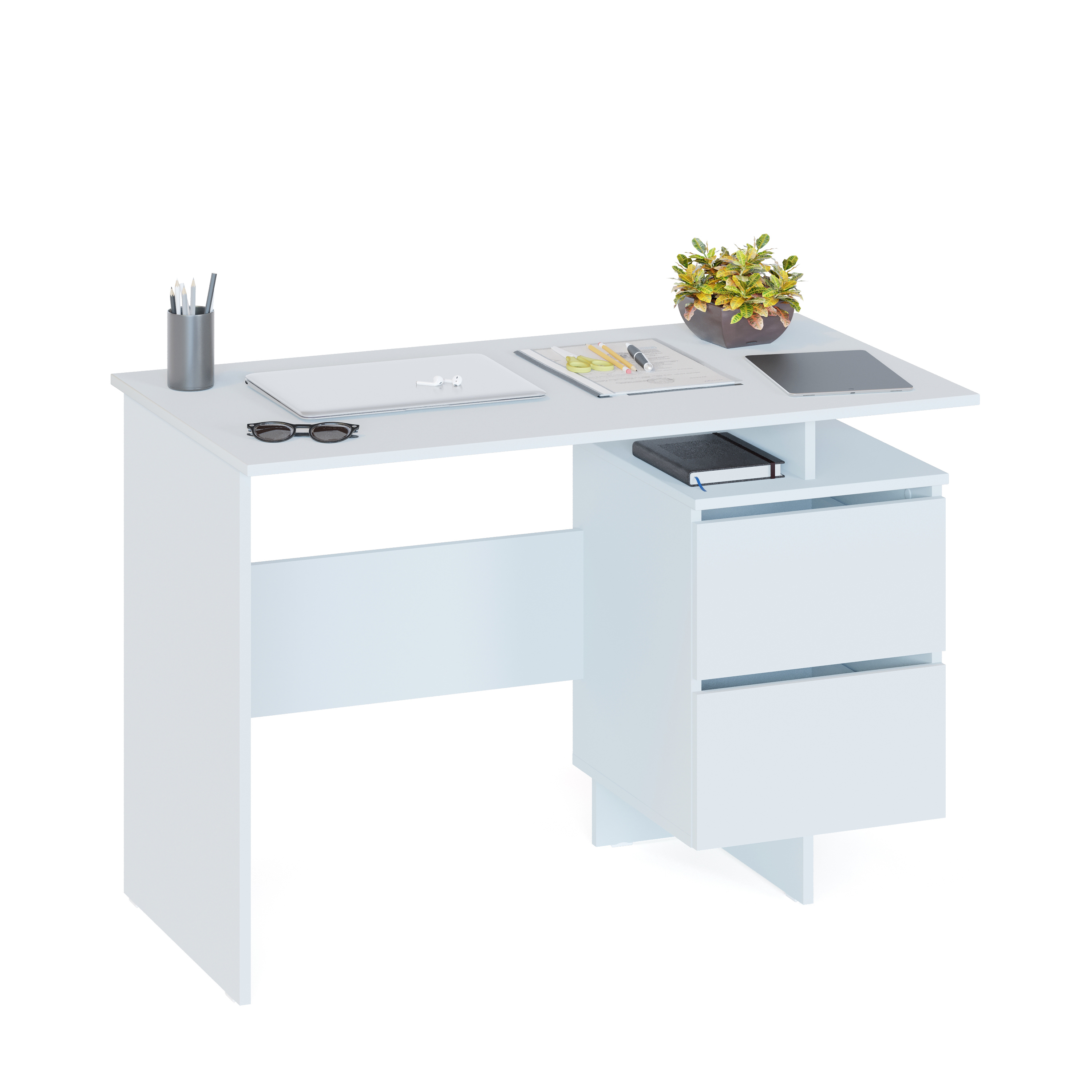 Изображение товара Компьютерный стол СОКОЛ-Т СПм-503 110x74x60 см белый с ящиками и нишей для дома офиса