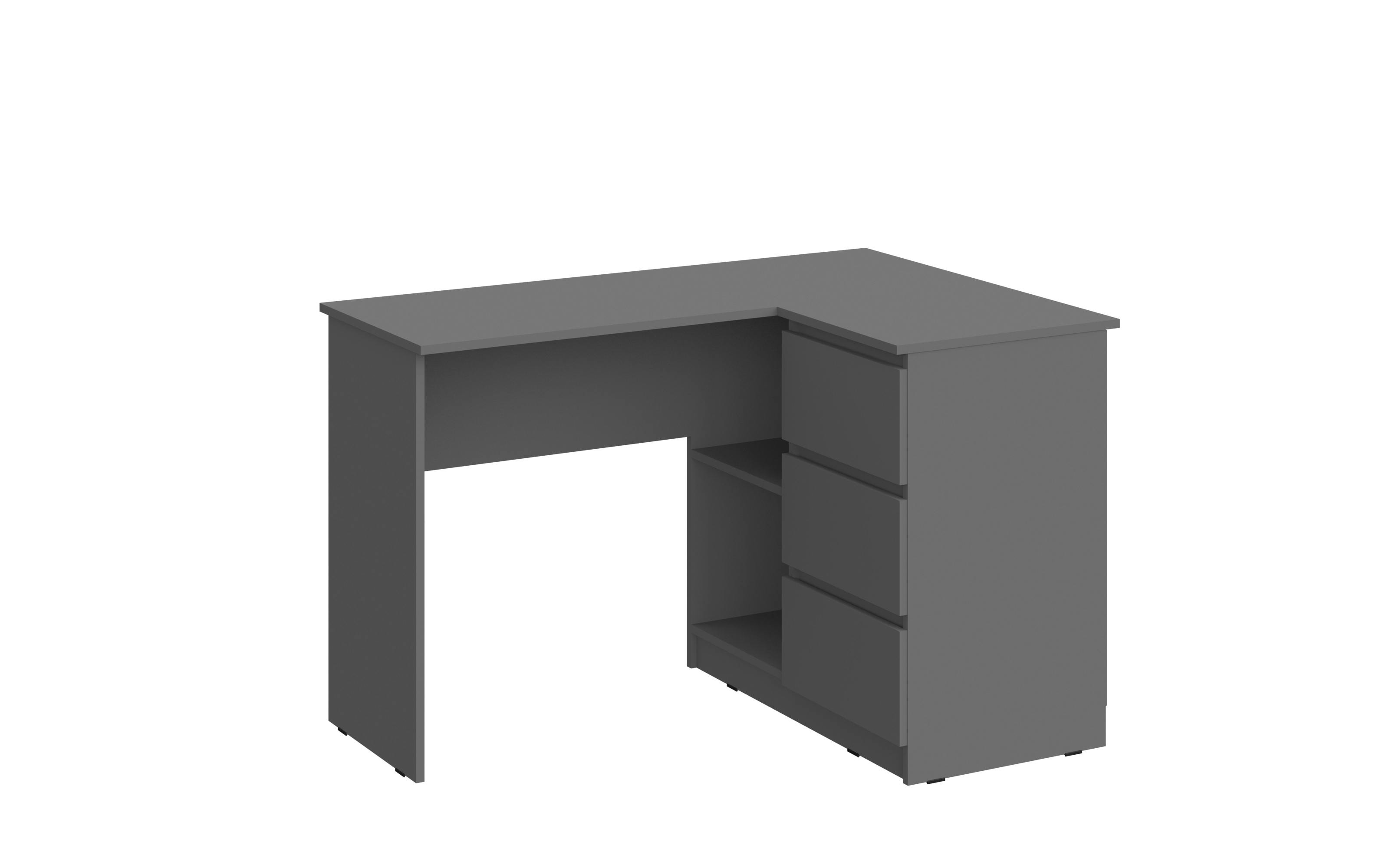 Изображение товара Угловой письменный стол Миф Челси 130x77x90 см с полками и ящиками из ЛДСП графит