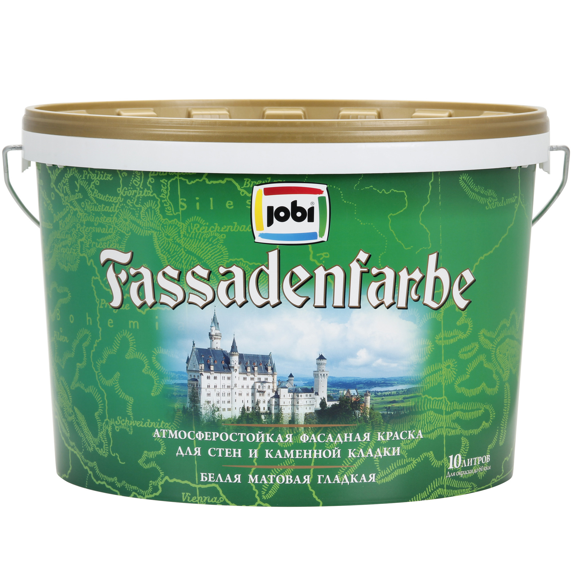 Изображение товара Краска фасадная JOBI Fassadenfarbe матовая белая 10 л Изображение товара Краска фасадная JOBI Fassadenfarbe матовая белая 10 л