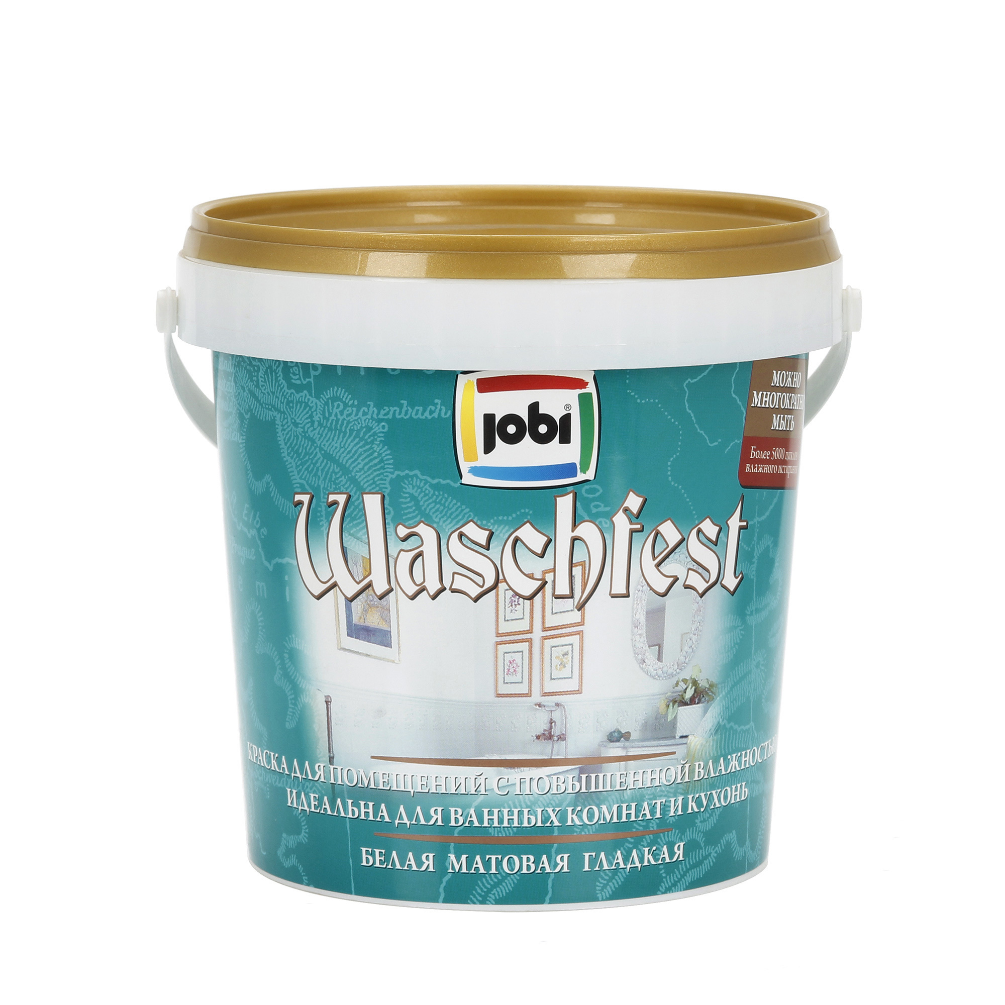 Изображение товара Краска для кухонь и ванных комнат Jobi Waschfest матовая цвет белый 0.9 л Изображение товара Краска для кухонь и ванных комнат Jobi Waschfest матовая цвет белый 0.9 л