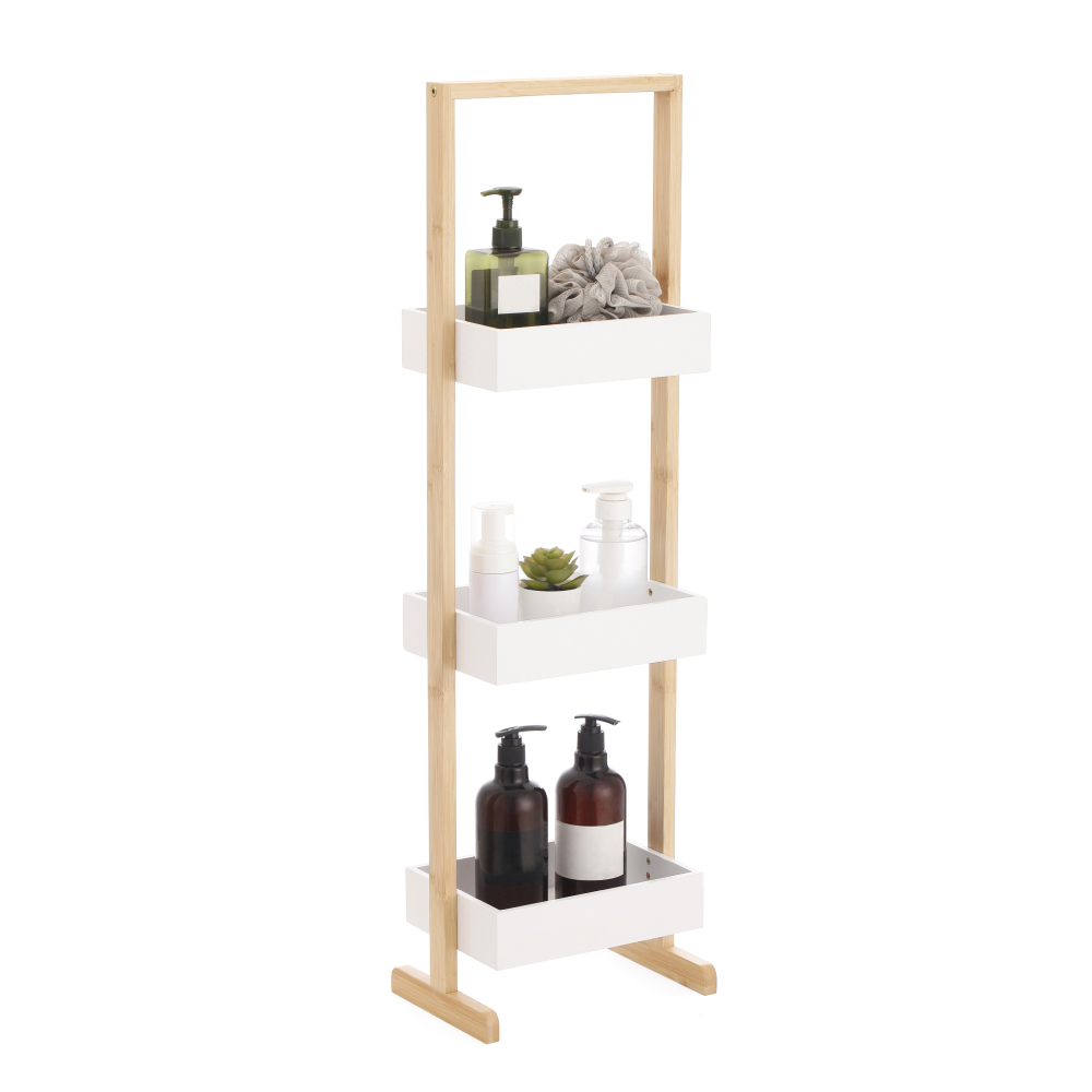 Изображение товара Стеллаж для ванной Lemer Nice 3 полки 26x70x17 см цвет белый/дерево