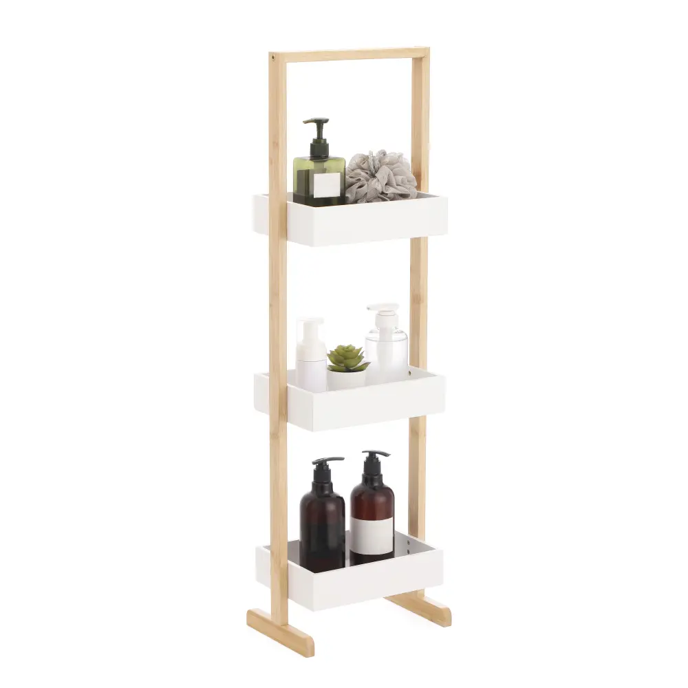 Стеллаж для ванной Lemer Nice 3 полки 26x70x17 см цвет белый/дерево